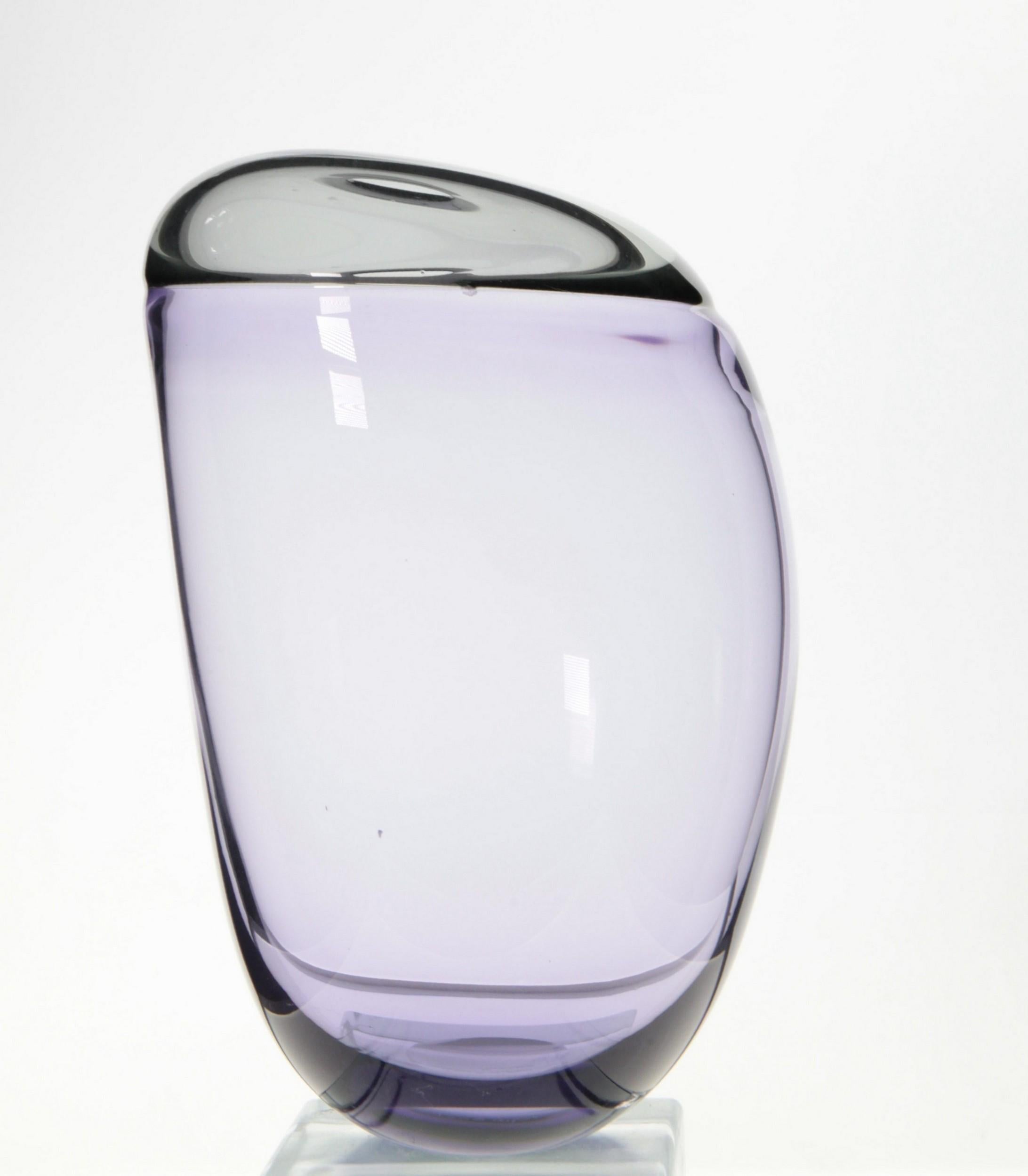 Paolo Crepax Asimmetrico Organic Vase Amethyst Gray Incalmo Murano Glass, Signed 6