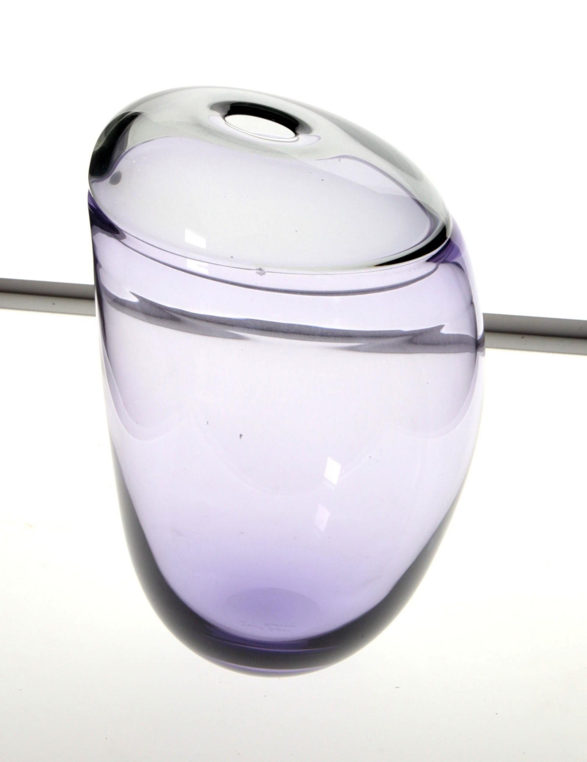 Paolo Crepax Asimmetrico Organic Vase Amethyst Gray Incalmo Murano Glass, Signed 7