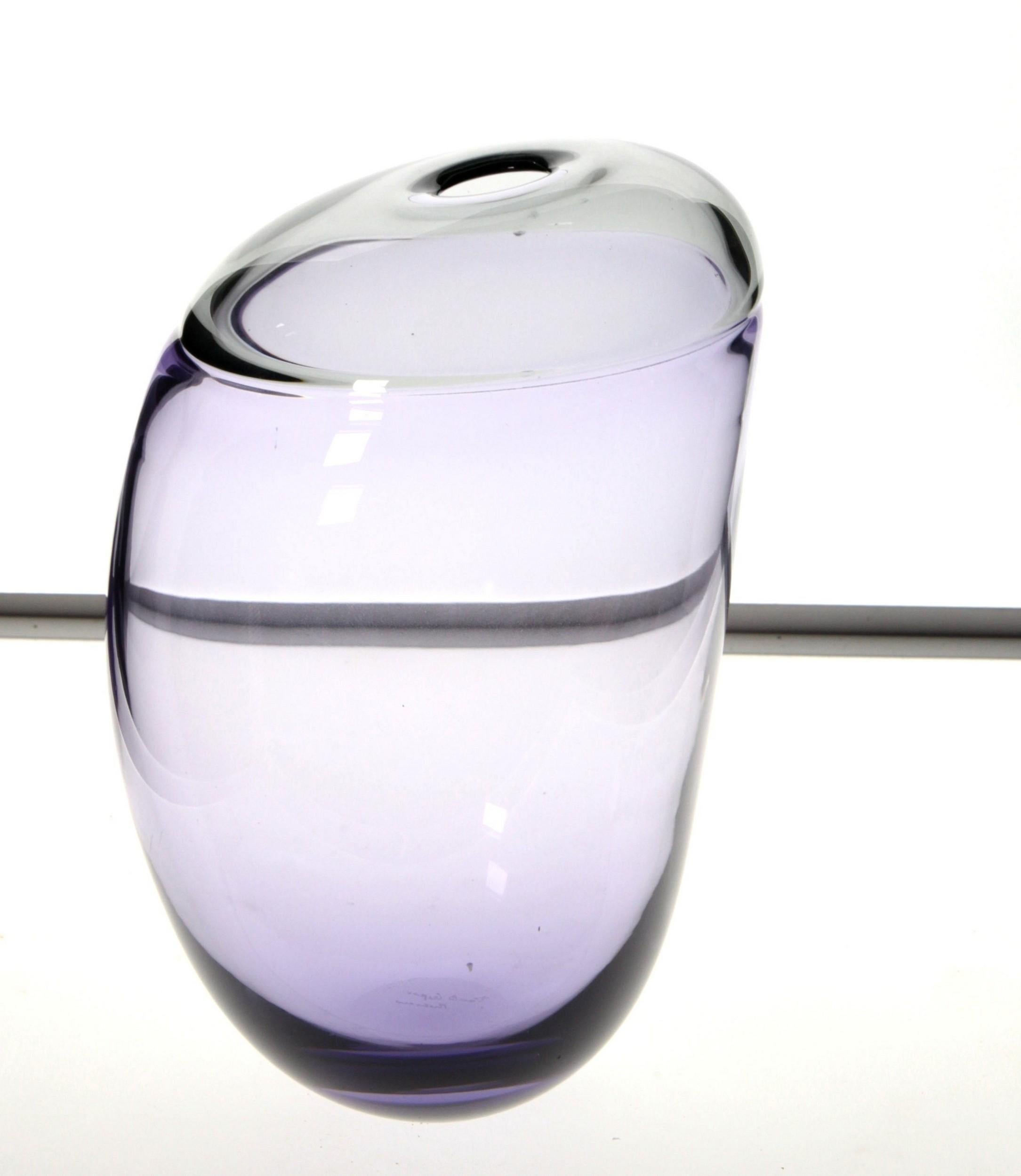 Paolo Crepax Asimmetrico Organic Vase Amethyst Gray Incalmo Murano Glass, Signed 8