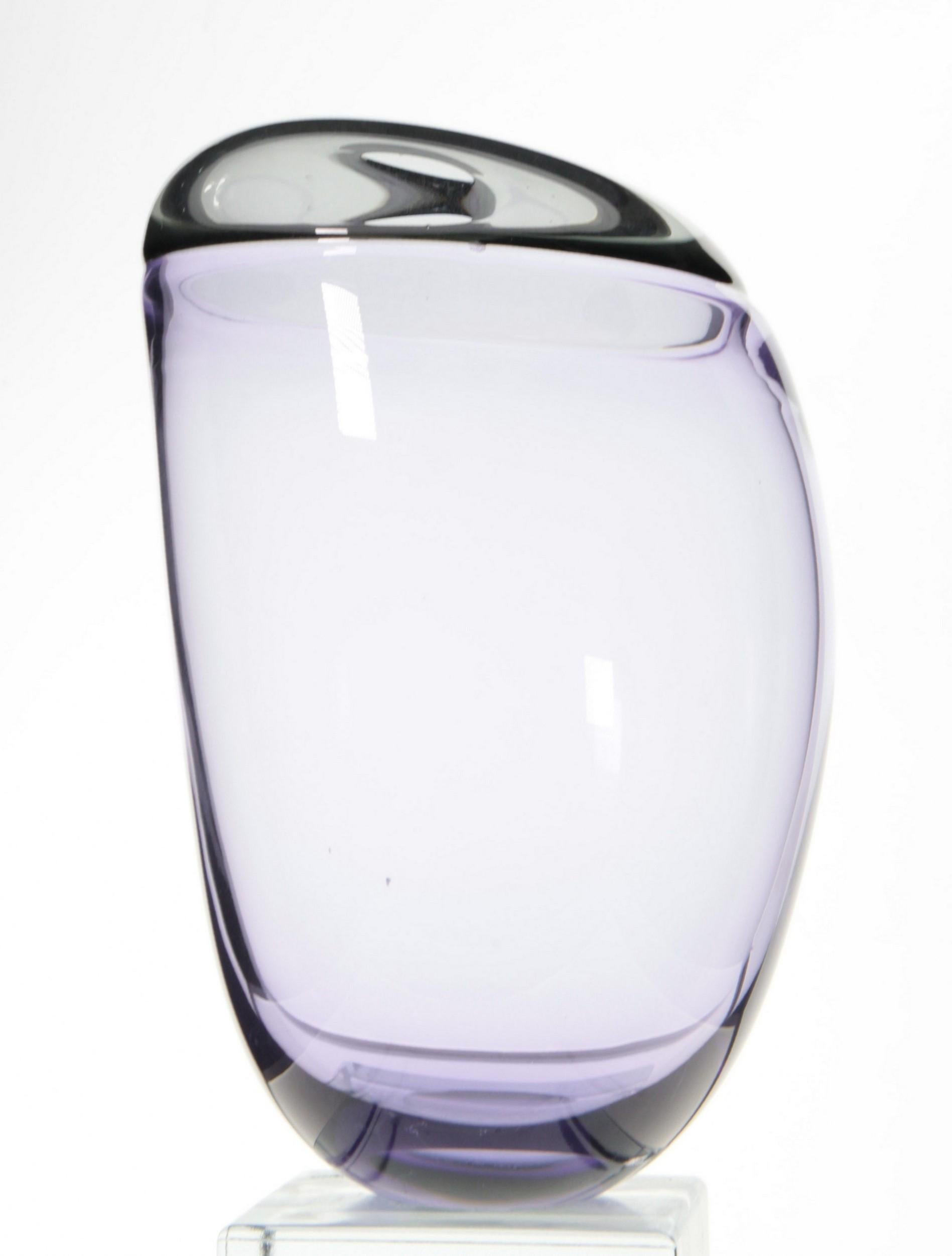 Paolo Crepax Asimmetrico Organic Vase Amethyst Gray Incalmo Murano Glass, Signed 9