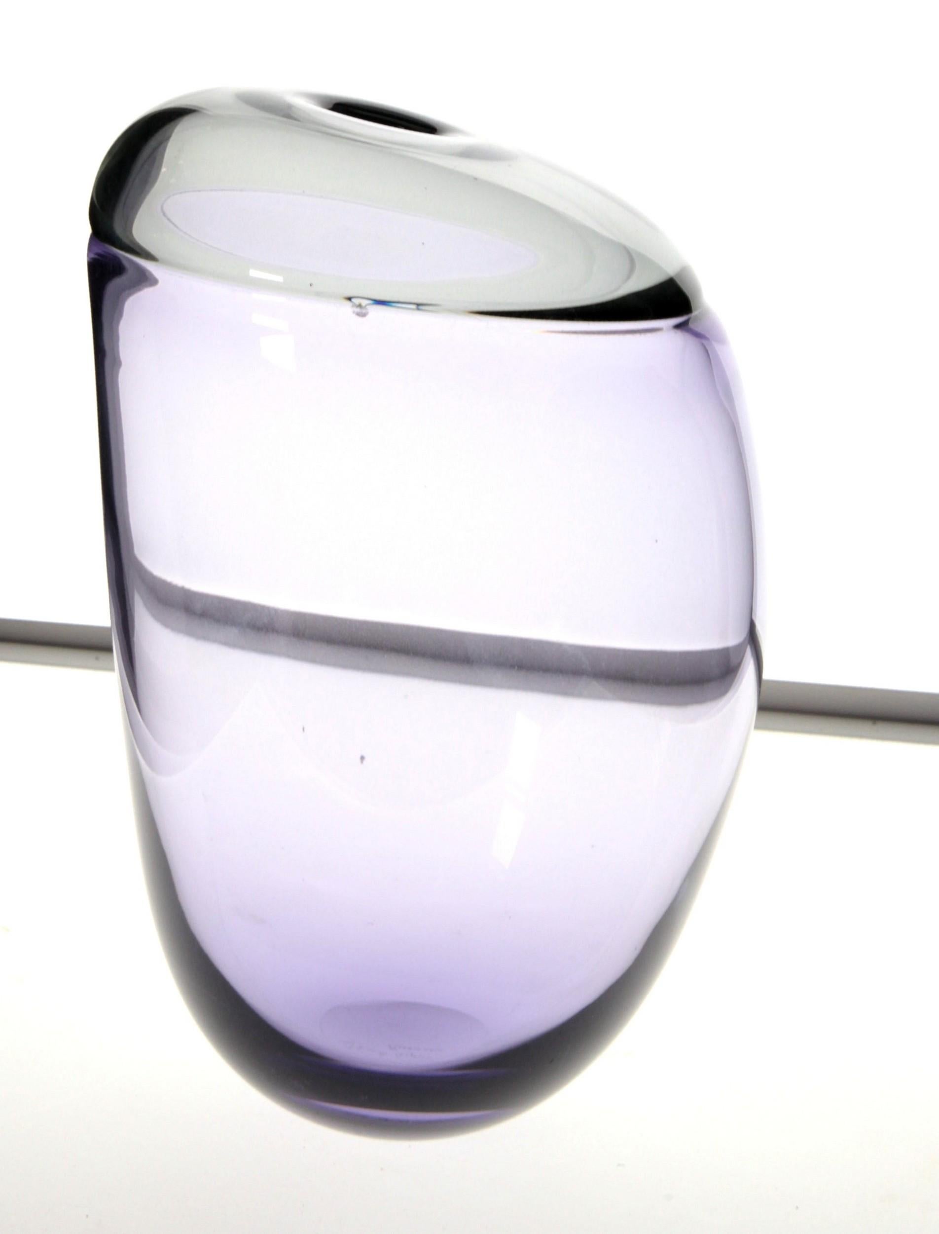 Paolo Crepax Asimmetrico Organic Vase Amethyst Gray Incalmo Murano Glass, Signed 10