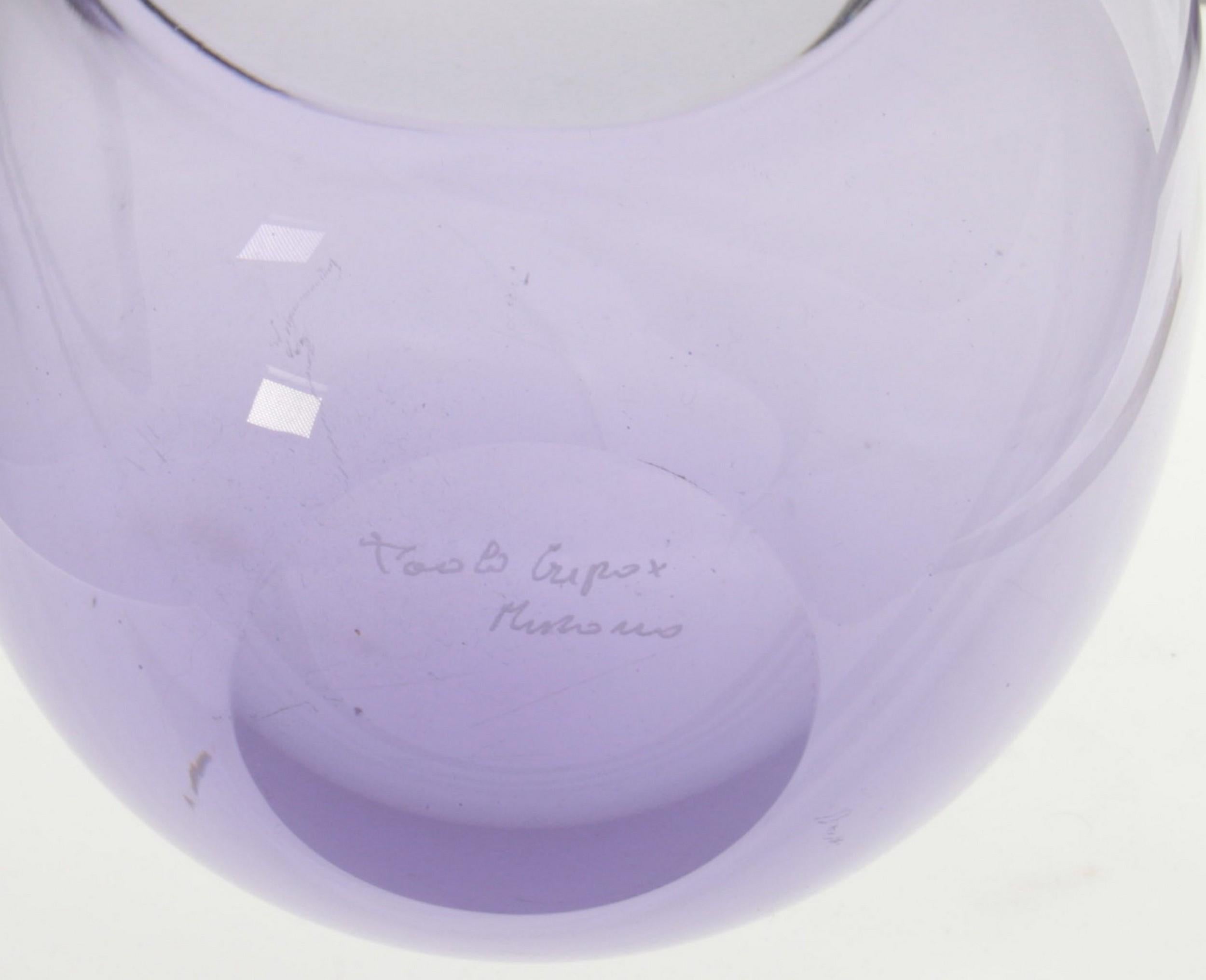 Paolo Crepax Asimmetrico Organic Vase Amethyst Gray Incalmo Murano Glass, Signed 13