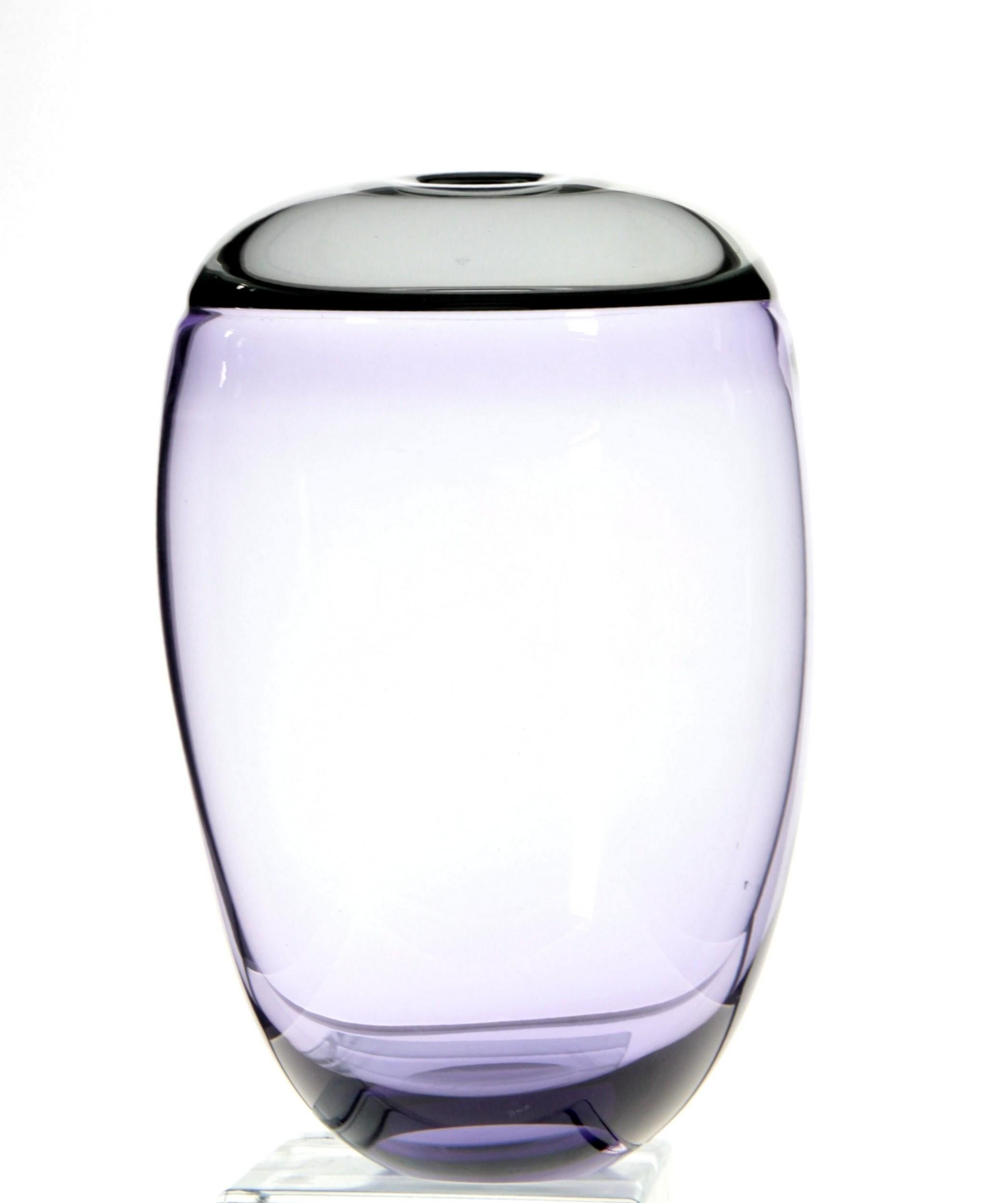20th Century Paolo Crepax Asimmetrico Organic Vase Amethyst Gray Incalmo Murano Glass, Signed