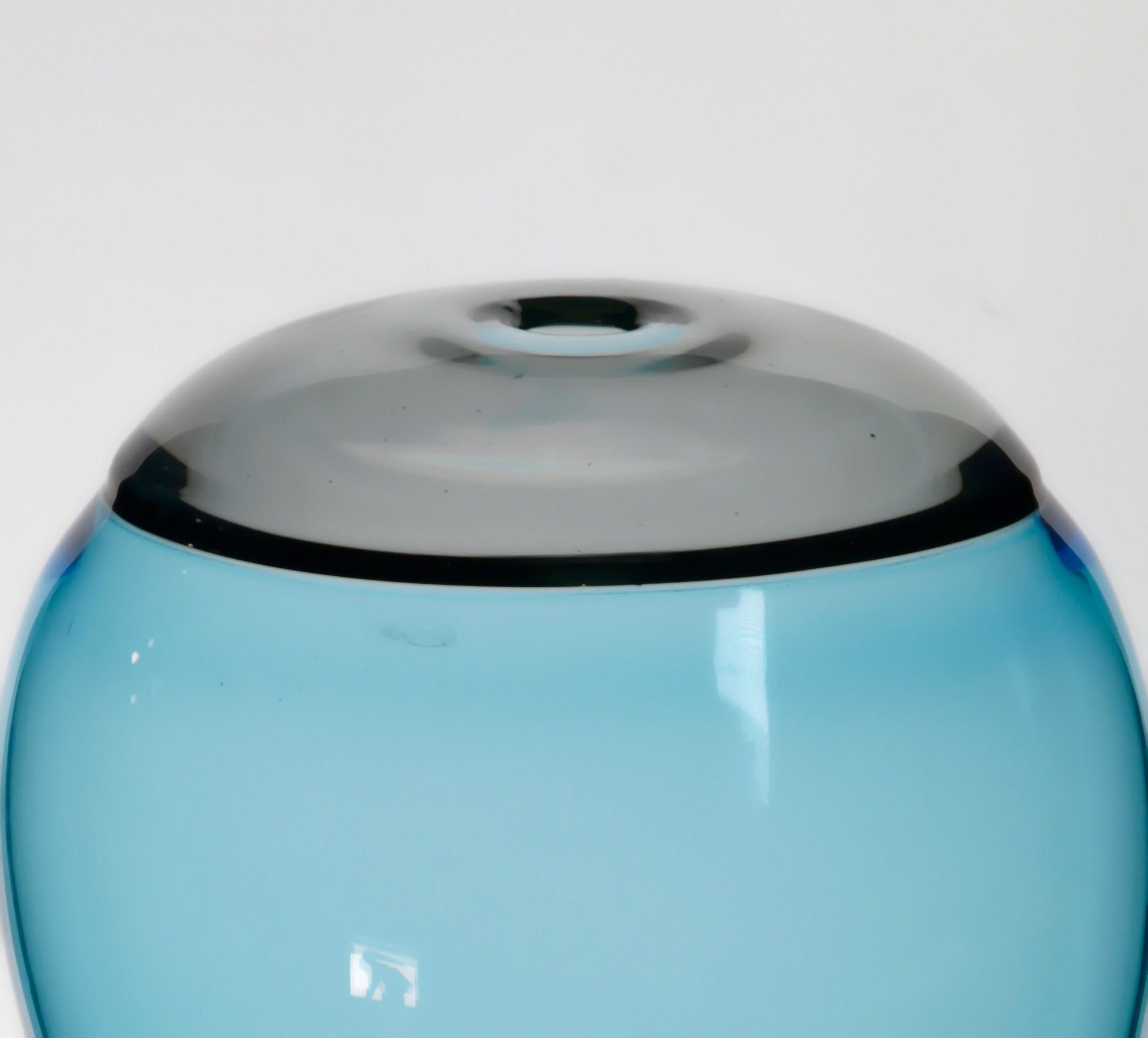 Art Glass Paolo Crepax, Asimmetrico Organic Vase in Blue Gray Incalmo Murano Glass, Signed