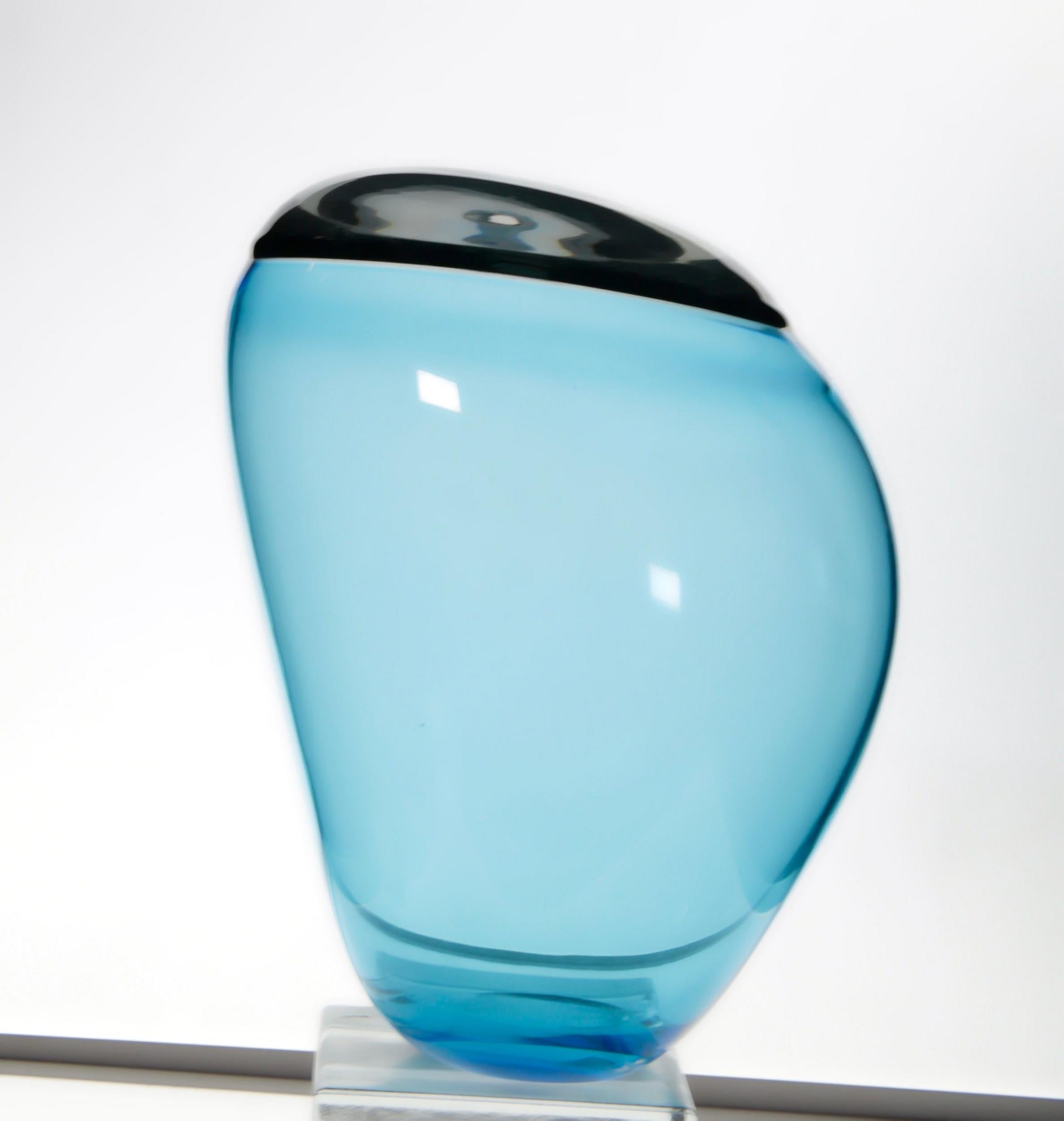 Paolo Crepax, Asimmetrico Organic Vase in Blue Gray Incalmo Murano Glass, Signed 1
