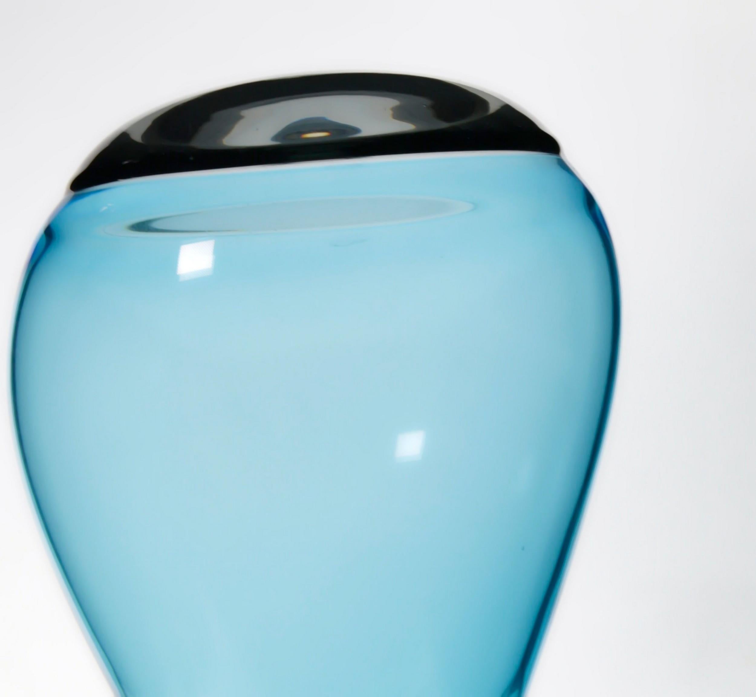 Paolo Crepax, Asimmetrico Organic Vase in Blue Gray Incalmo Murano Glass, Signed 7