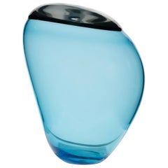 Paolo Crepax, Asimmetrico Organic Vase in Blue Gray Incalmo Murano Glass, Signed