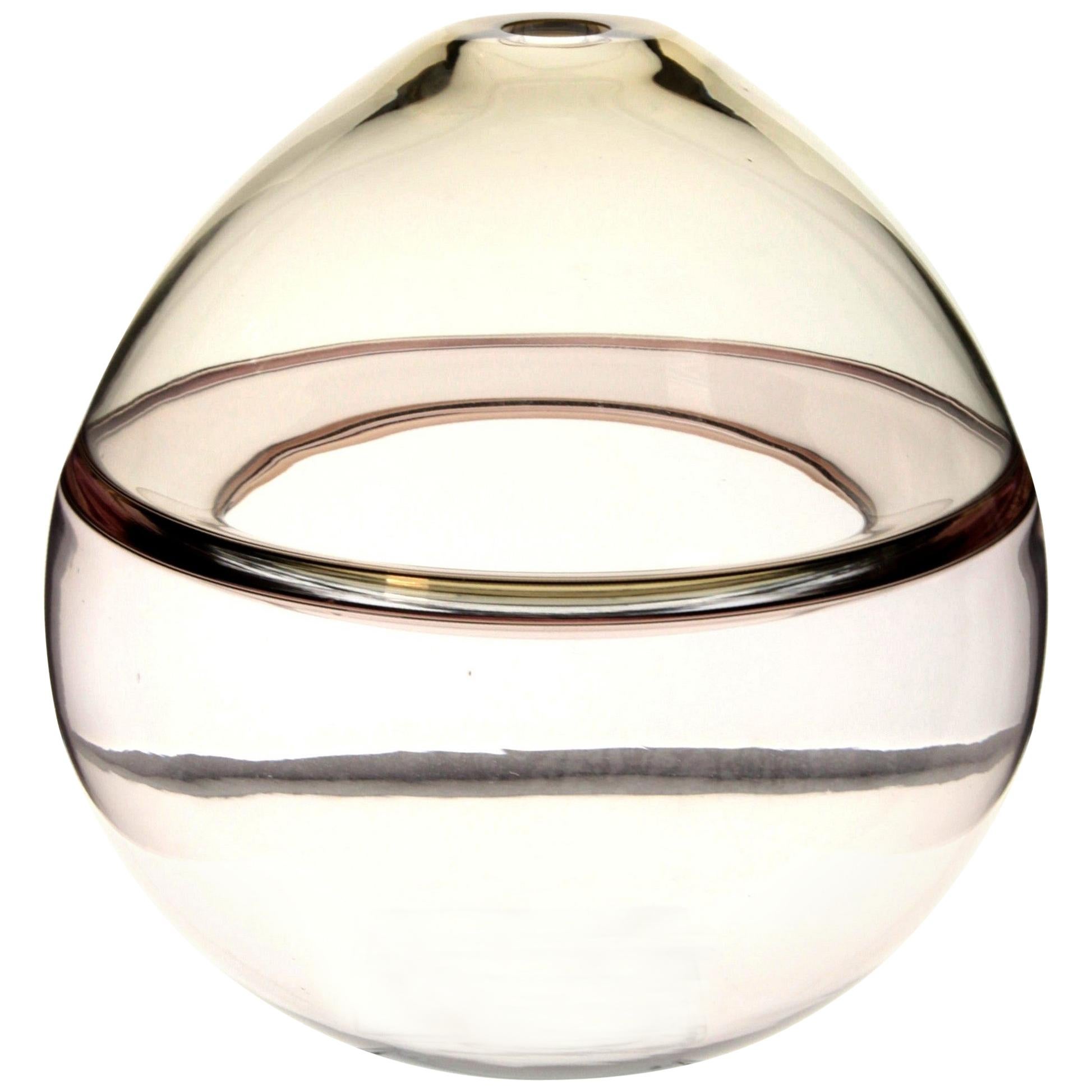 Paolo Crepax Asimmetrico Vase Fume Grey Incalmo Inner Flap, Murano Glass Signed