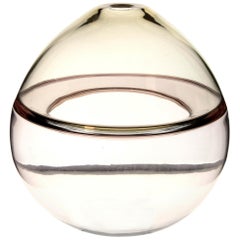 Paolo Crepax Asimmetrico Vase Fume Grey Incalmo Inner Flap, Murano Glass Signed