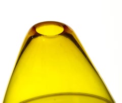 Paolo Crepax, Asimmetrico Vase in Bright Yellow Incalmo Murano Glass, Signed