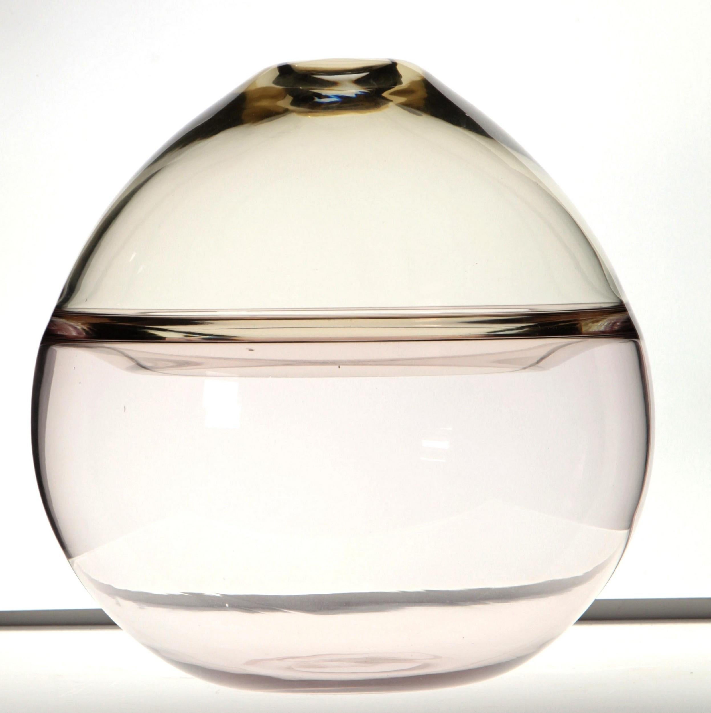 Paolo Crepax Asimmetrico Vase Fume Grey Incalmo Inner Flap, Murano Glass Signed 4
