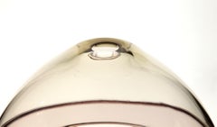 Paolo Crepax Asimmetrico Vase Fume Grey Incalmo Inner Flap, Murano Glass Signed