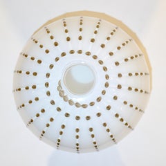 Paolo Crepax Italian White Murano Glass Modern Vase with Orange Dot Murrine