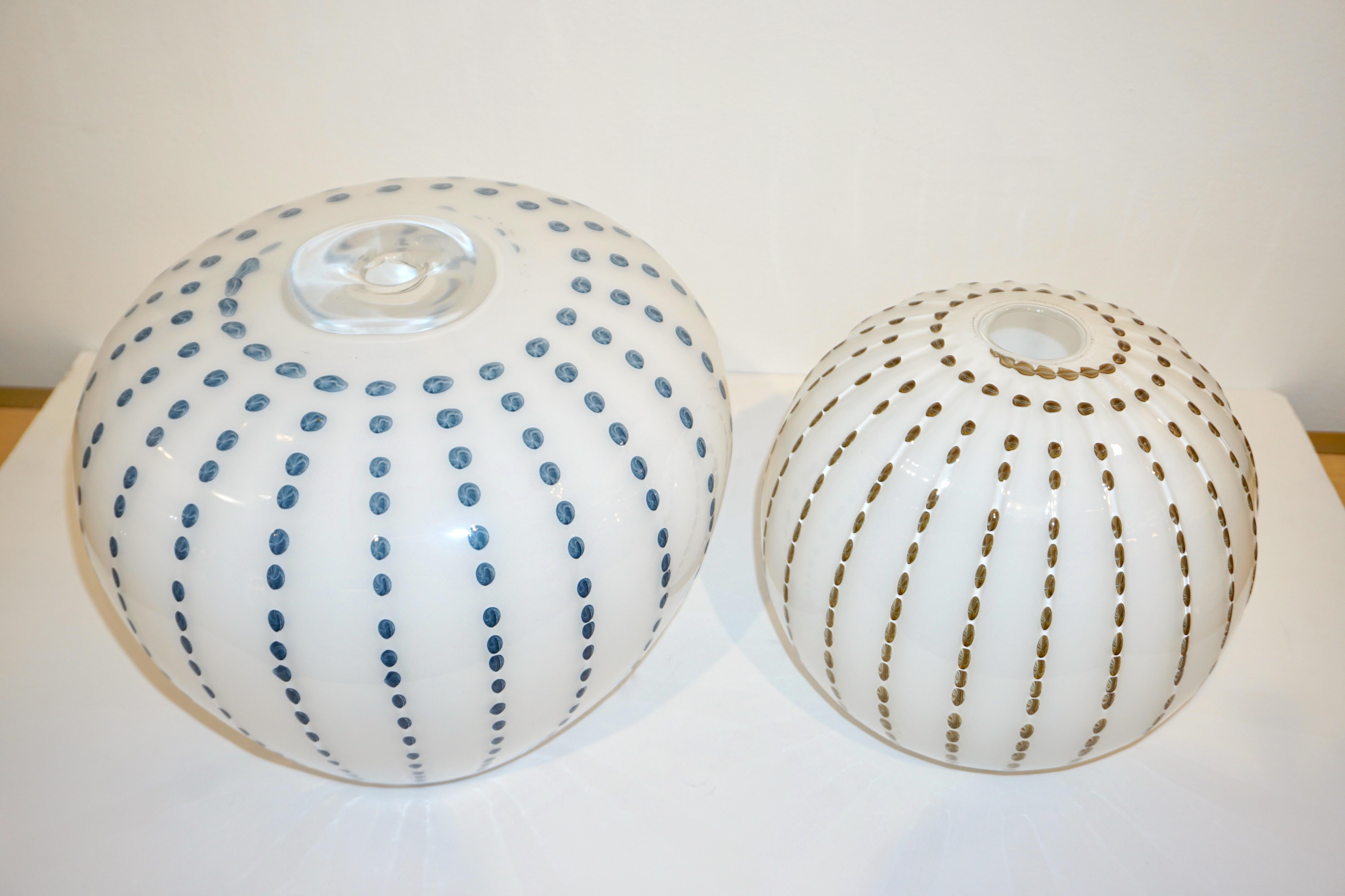 Paolo Crepax Italian White Murano Glass Modern Vase with Orange Dot Murrine 2