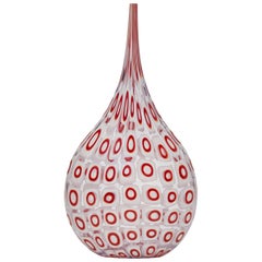 Paolo Crepax Murano Glass Vase with Red Details