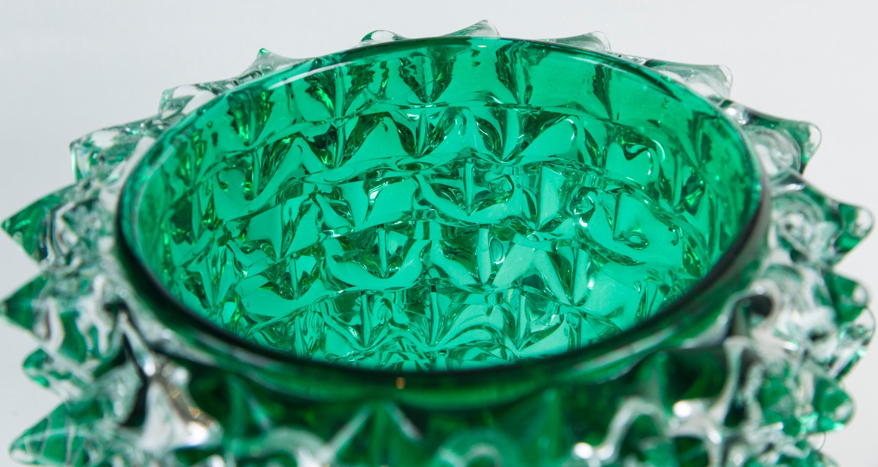 Paolo Crepax Vase aus grünem Muranoglas im Angebot 4