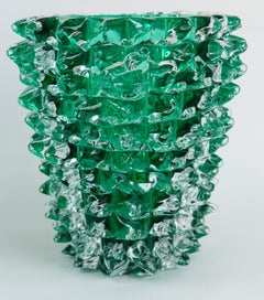 Paolo Crepax Vaso in vetro verde di Murano