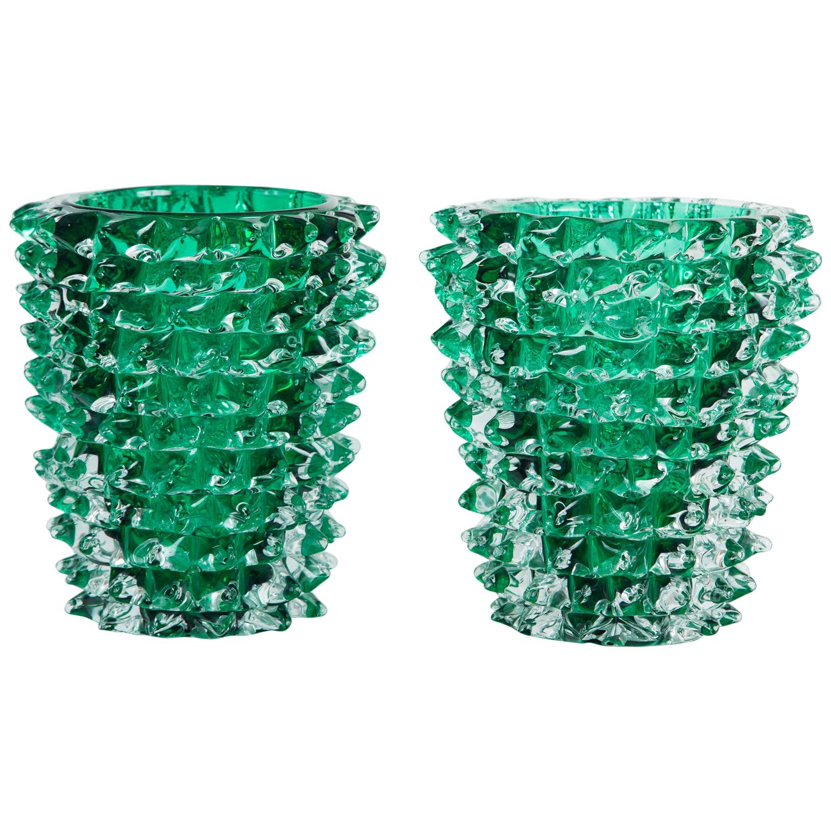 Green Murano Glass Vase For Sale at 1stDibs