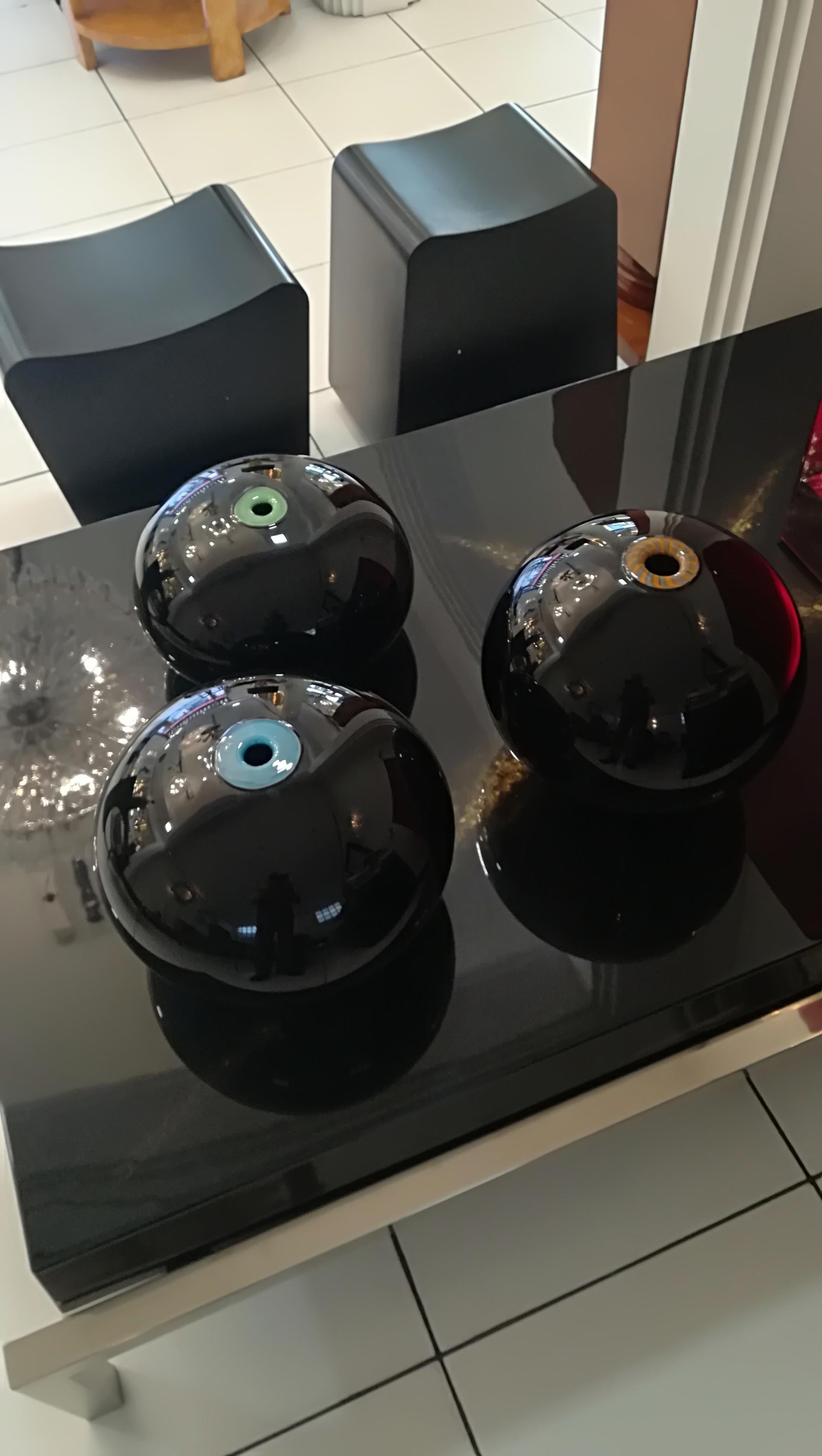 Modern Paolo Crepax Set of Three Murano Glass Vases Signed For Sale