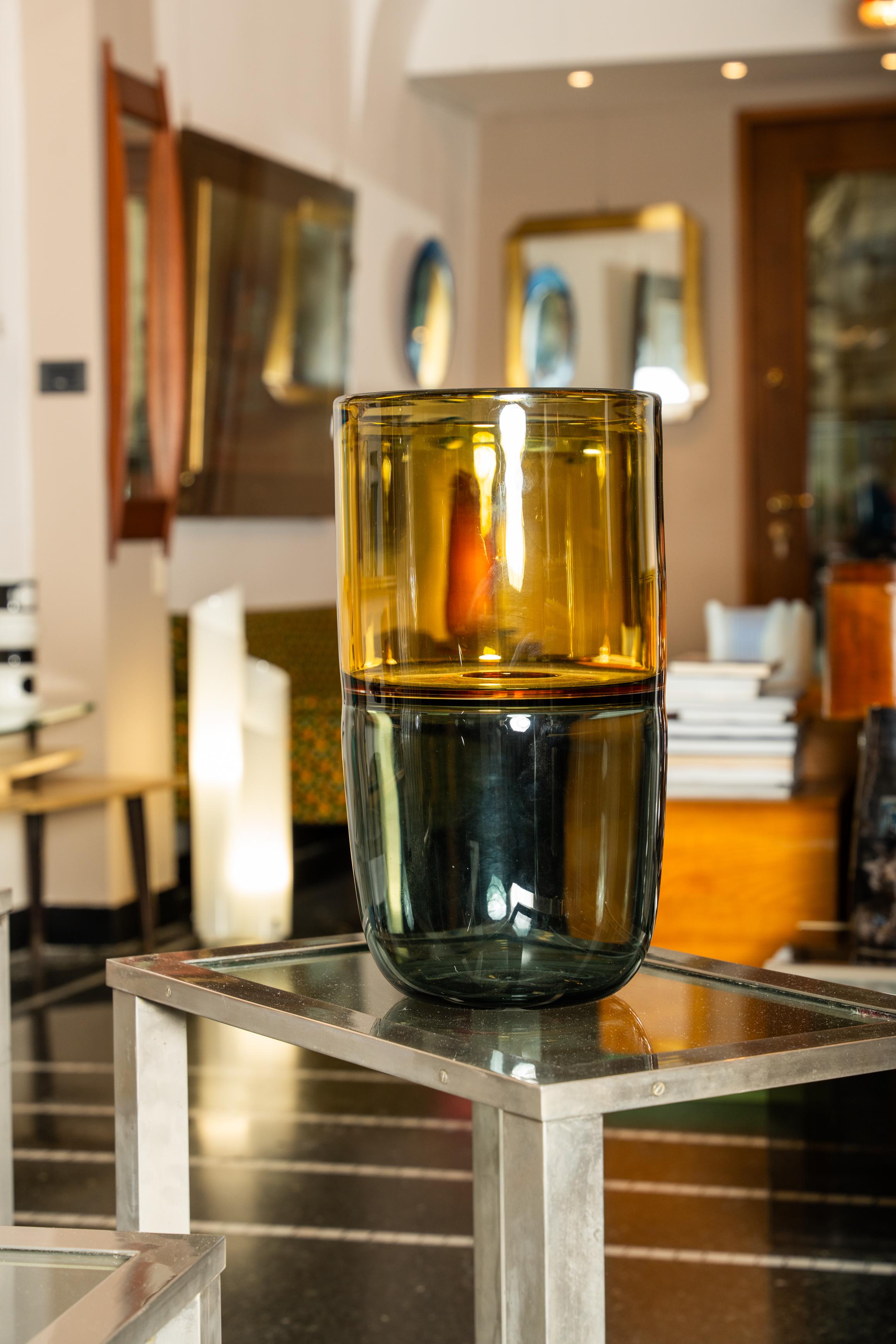 Paolo Crepax vaso ad incalmo in vetro di Murano Cristal de Murano en venta