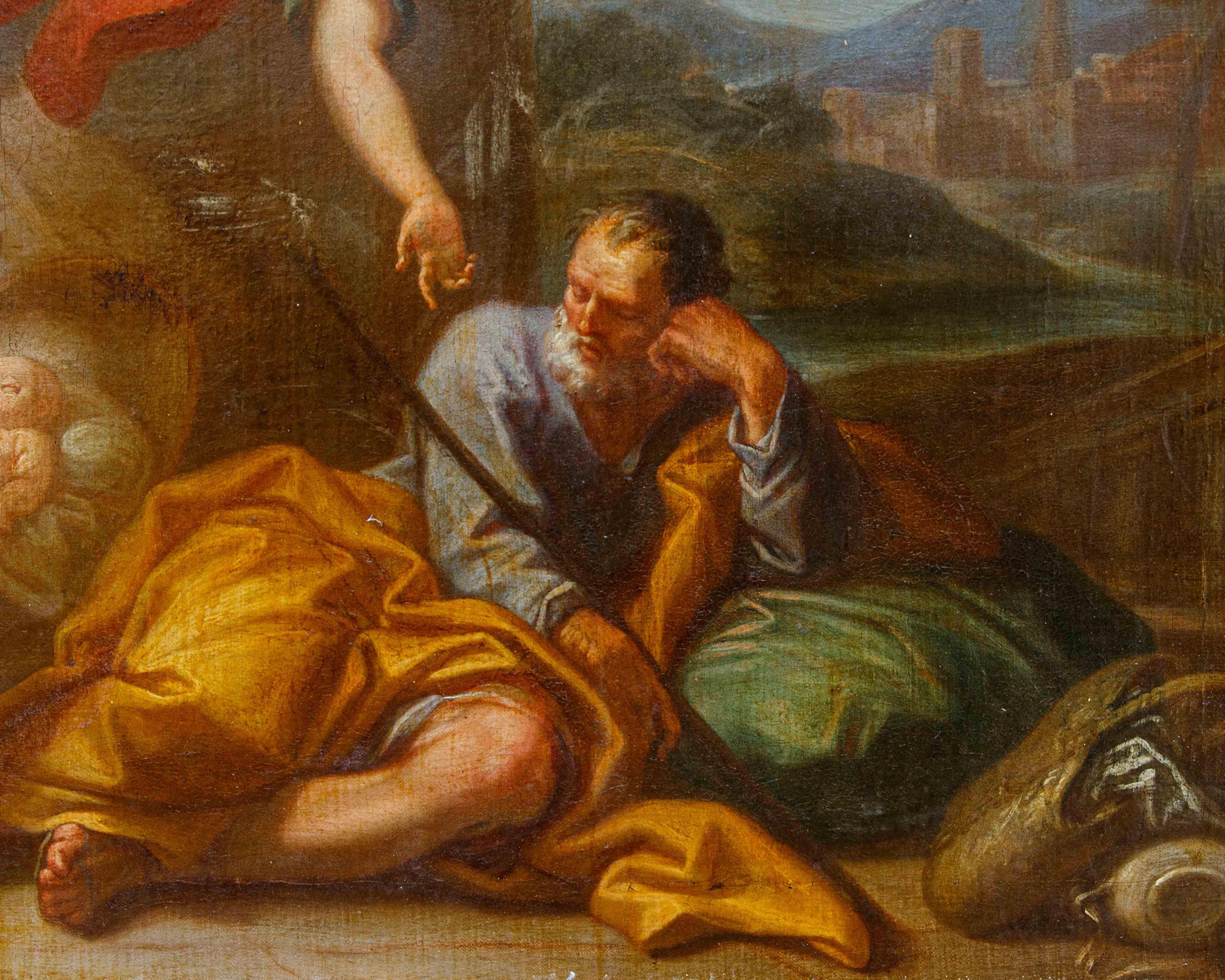 Paolo De Matteis (Piano Vetrale 1662 - Napoli 1728), attr., Sogno di Giuseppe - Figurative Painting Brown di Paolo de Matteis