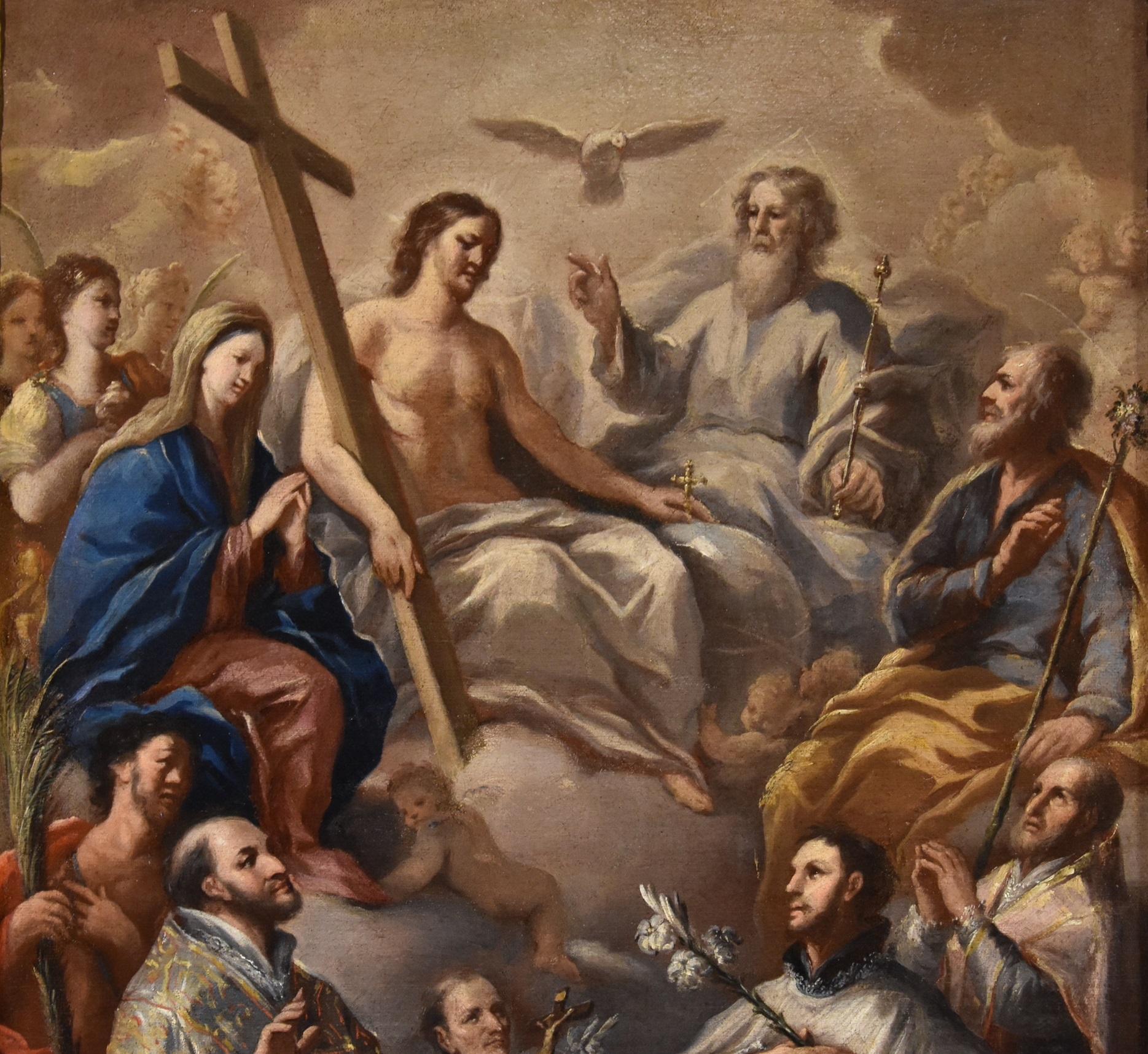 Triumph Trinity Christ De Matteis, Gemälde 17/18. Jahrhundert, Öl auf Leinwand, Alter Meister (Alte Meister), Painting, von Paolo De Matteis (Piano del Cilento, 1662 - Naples, 1728)