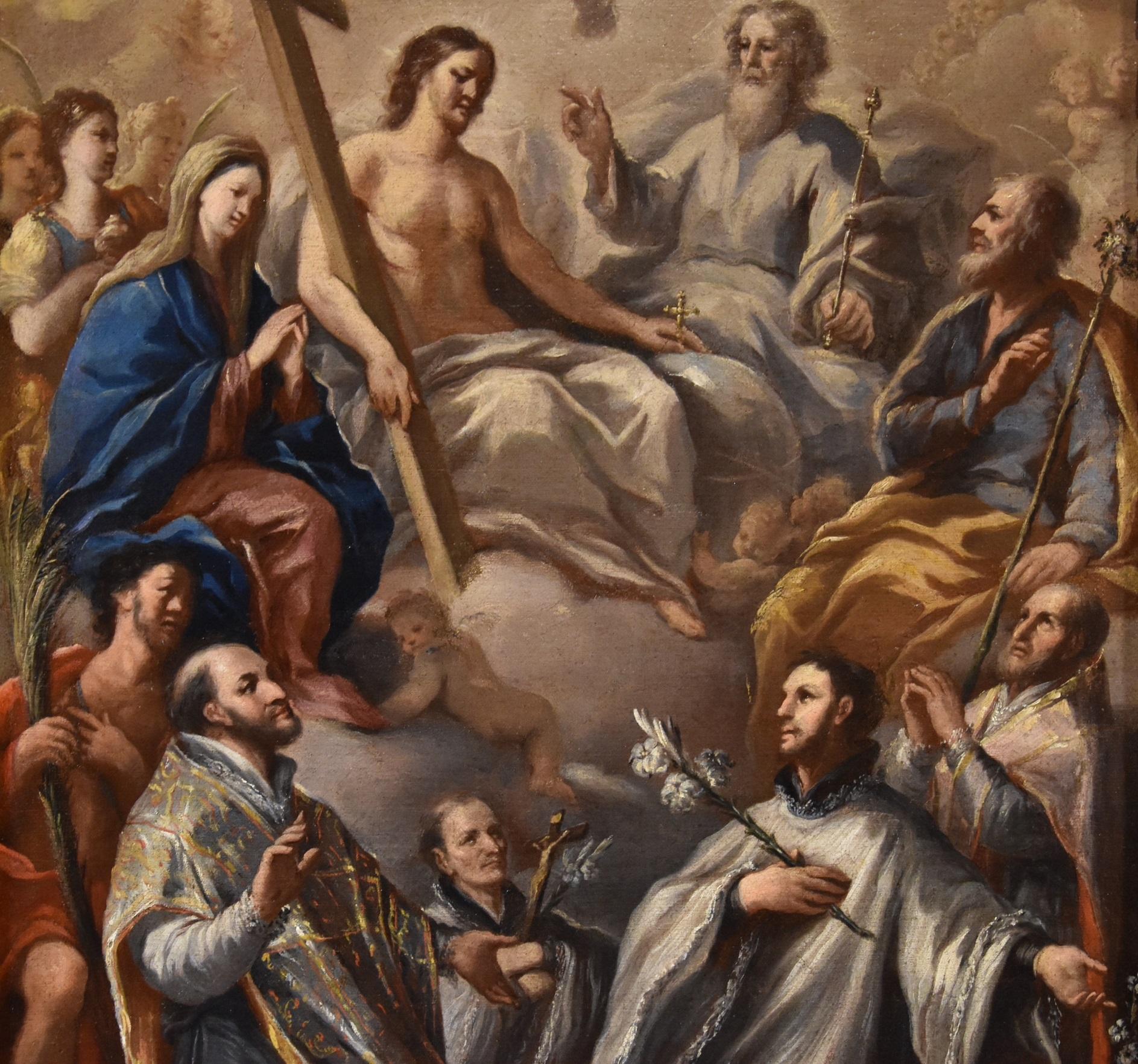 Triumph Trinity Christ De Matteis, Gemälde 17/18. Jahrhundert, Öl auf Leinwand, Alter Meister (Braun), Landscape Painting, von Paolo De Matteis (Piano del Cilento, 1662 - Naples, 1728)