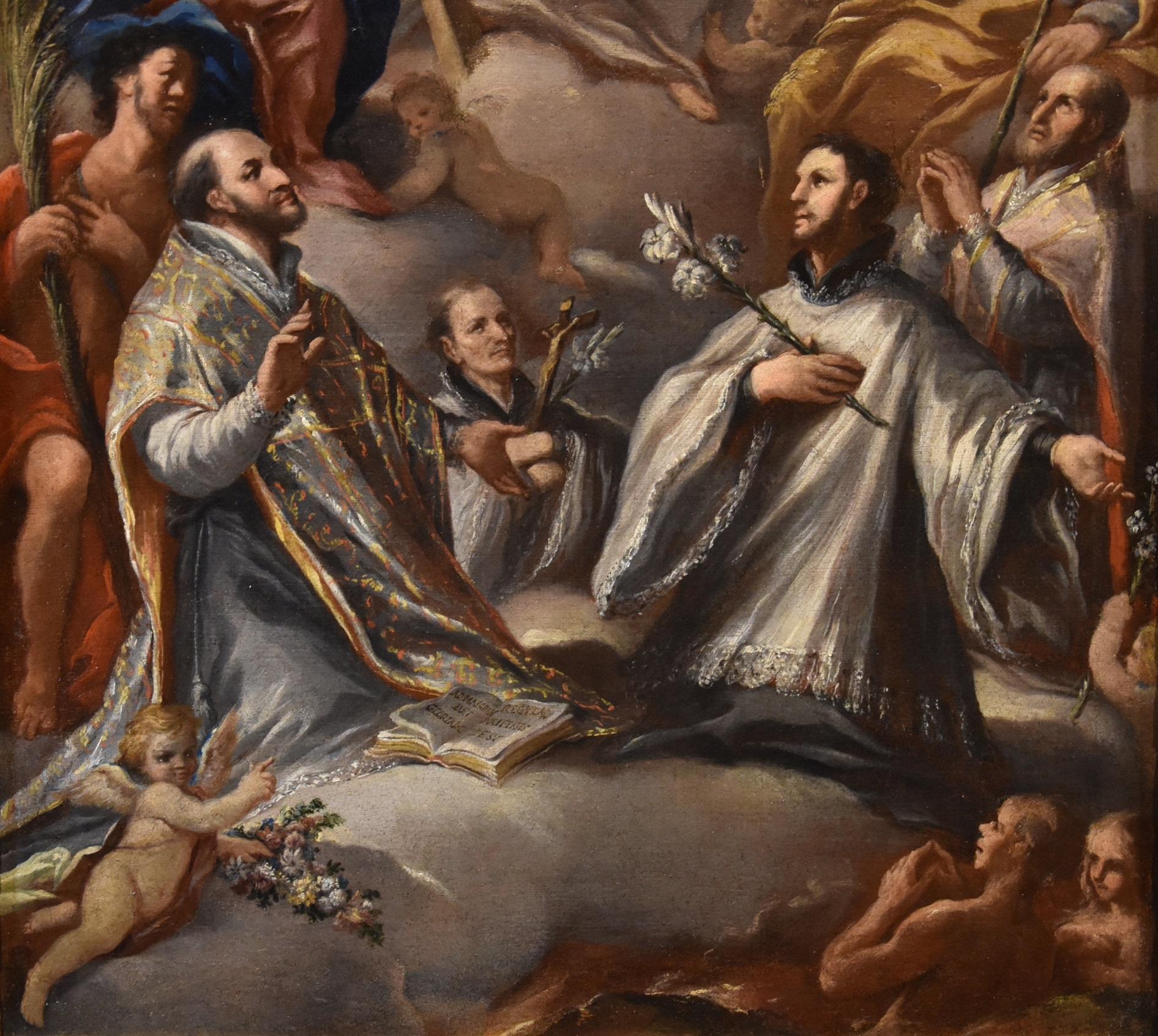 Paolo De Matteis (Piano del Cilento, 1662 - Neapel, 1728)
zugeschrieben/ Workshop

Triumph der Dreifaltigkeit mit der Muttergottes, dem Heiligen Joseph, dem Heiligen Johannes dem Täufer, dem Heiligen Ignatius, dem Heiligen Franz Xaver und dem