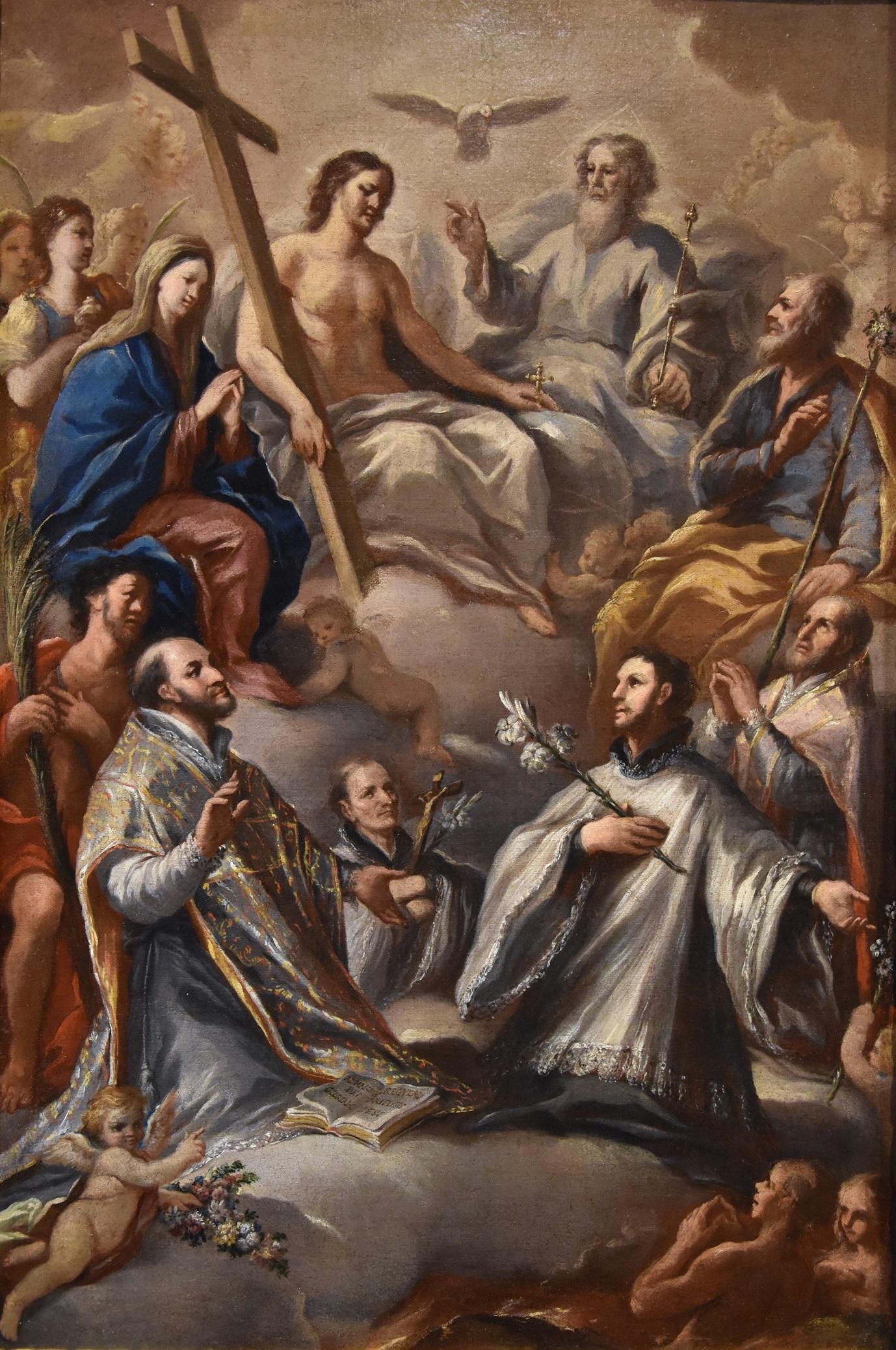 Paolo De Matteis (Piano del Cilento, 1662 - Naples, 1728) Landscape Painting – Triumph Trinity Christ De Matteis, Gemälde 17/18. Jahrhundert, Öl auf Leinwand, Alter Meister