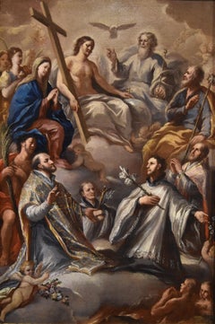 Triumph Trinity Christ De Matteis, Gemälde 17/18. Jahrhundert, Öl auf Leinwand, Alter Meister