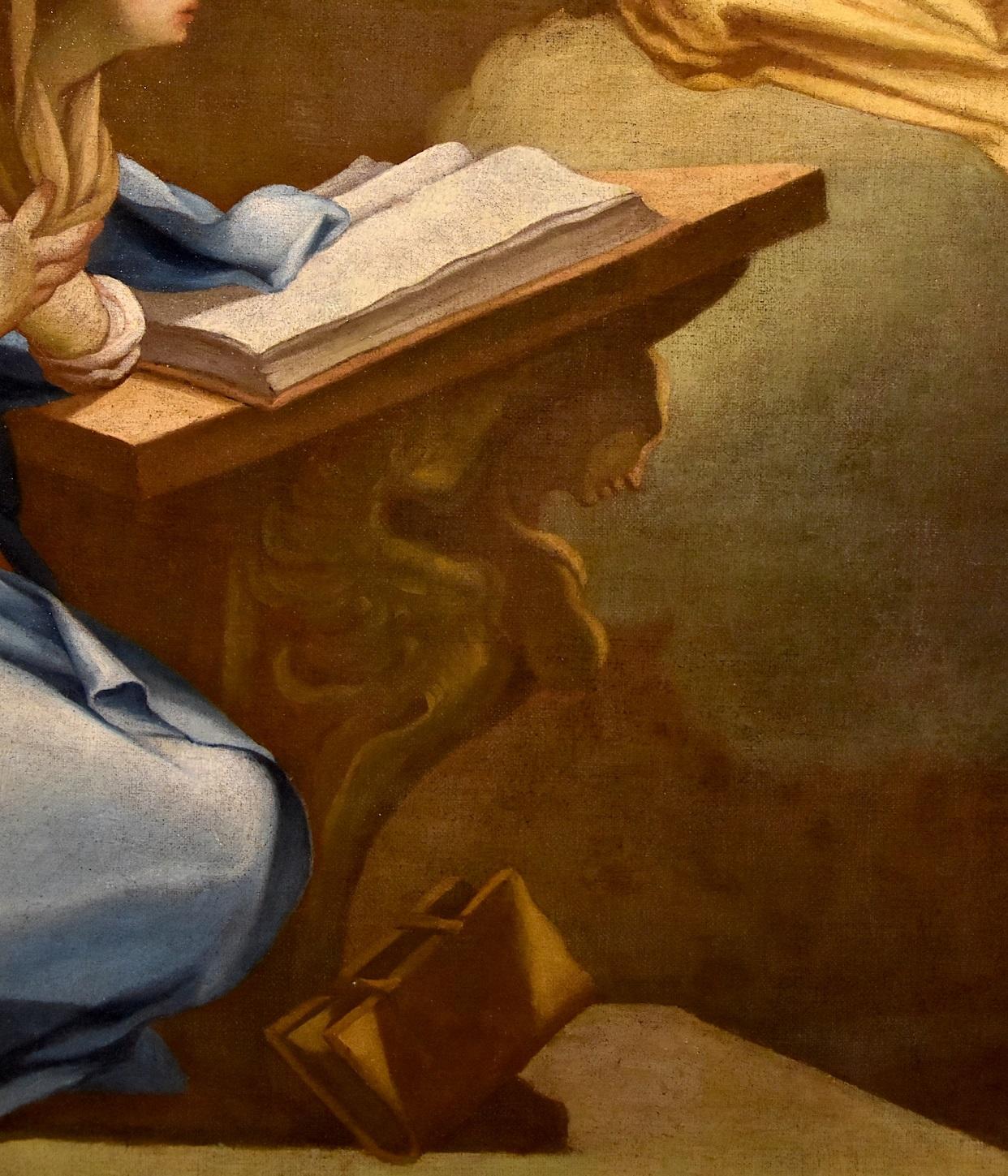 Annunciation De Matteis Paint Oil on canvas Old master 17/18th Century Leonardo For Sale 4