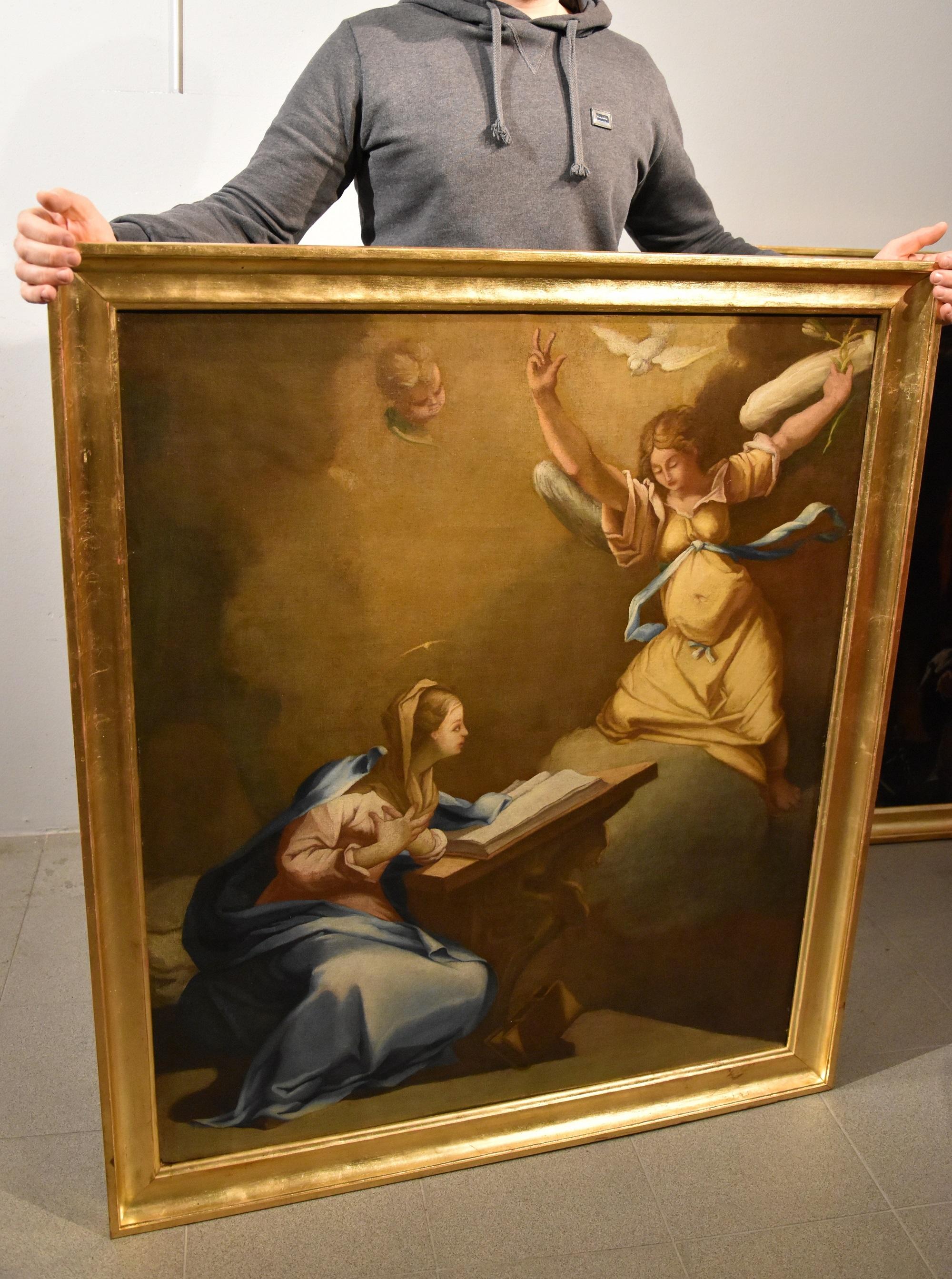 Annunciation De Matteis Paint Oil on canvas Old master 17/18th Century Leonardo For Sale 6