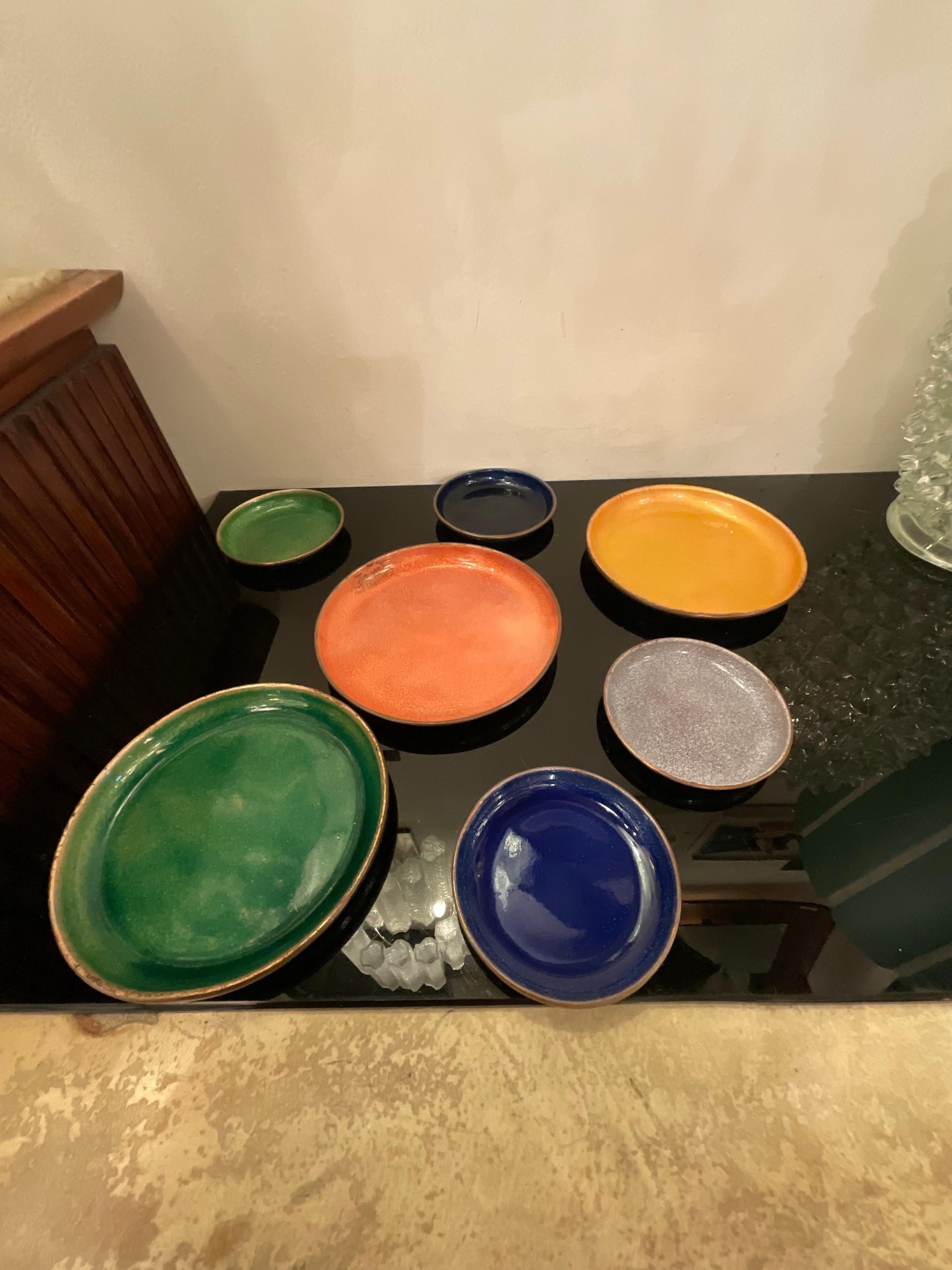 Mid-Century moderno PAOLO DE POLI - N 7 Smalti su rame firmati - Made in ITALY in vendita