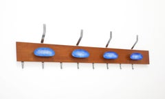 Paolo De Poli Attributed Enamel and Walnut Wall Mounted Coat Rack