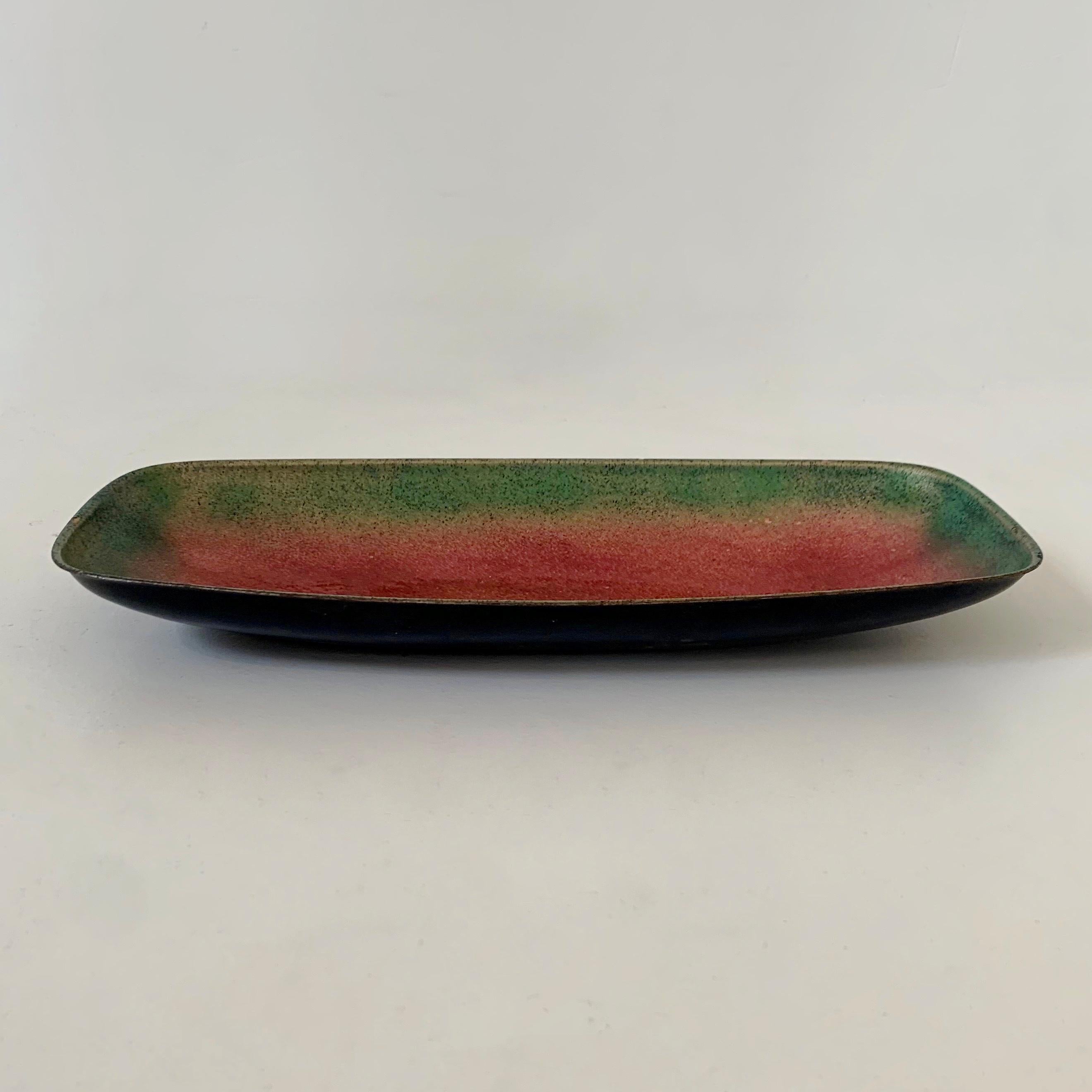 Paolo De Poli Attributed Large Enameled Copper Platter, Italy circa 1950. For Sale 4