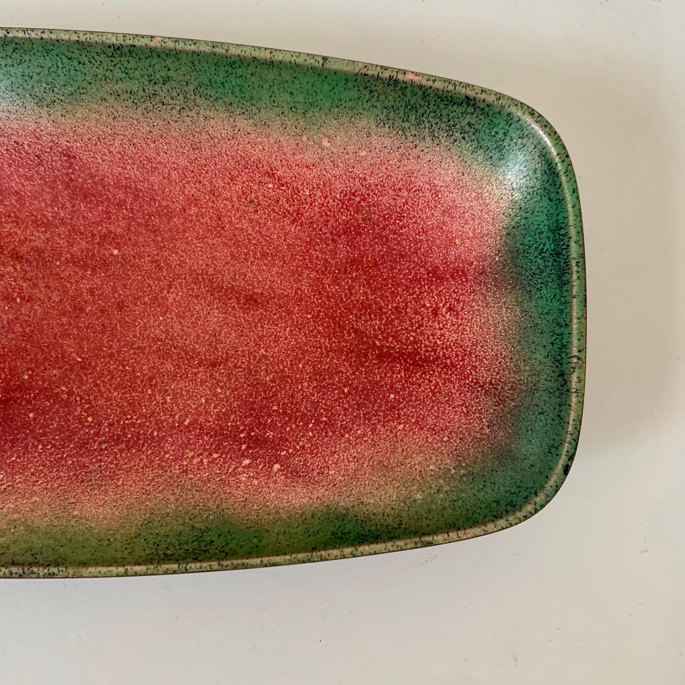 Mid-20th Century Paolo De Poli Attributed Large Enameled Copper Platter, Italy circa 1950. For Sale