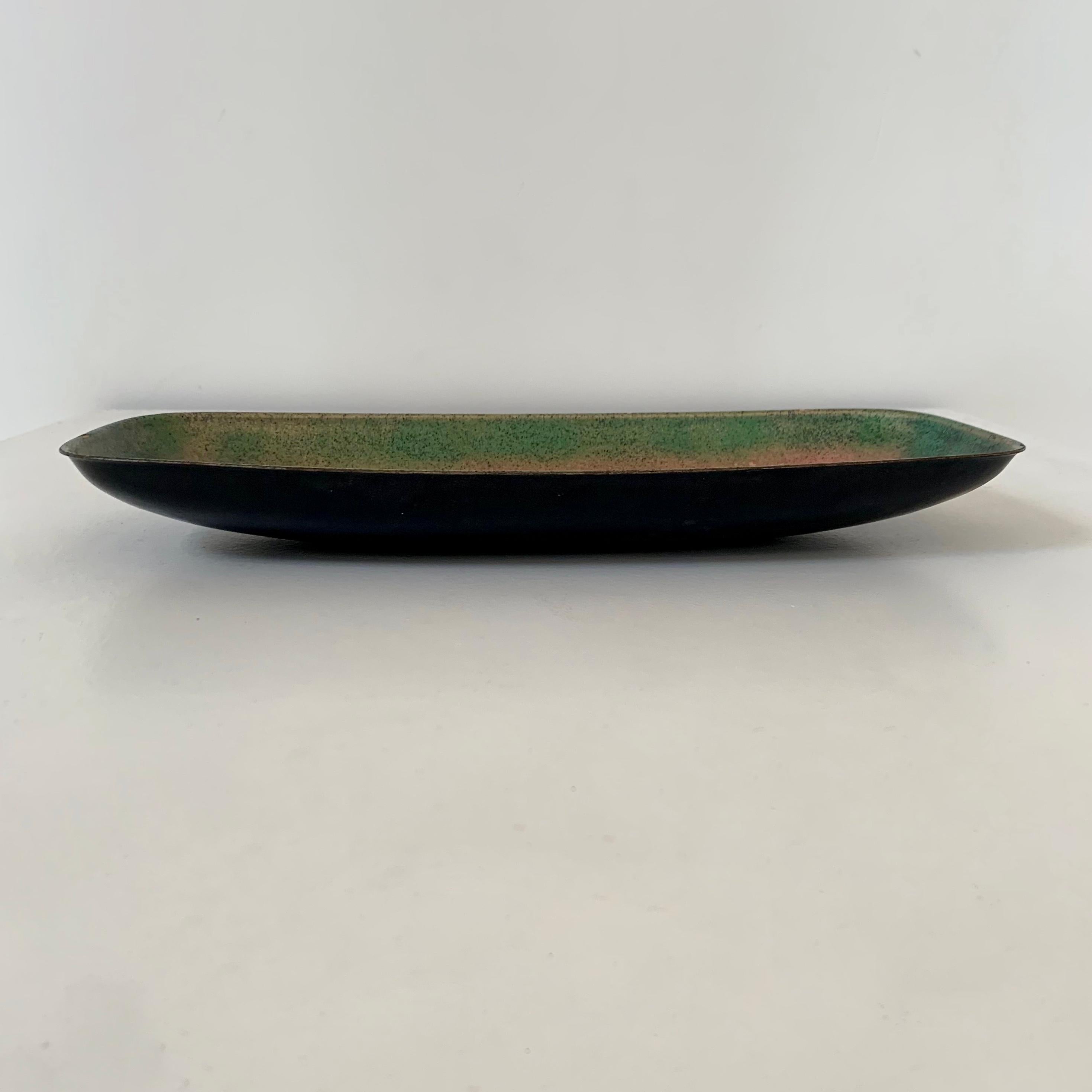 Paolo De Poli Attributed Large Enameled Copper Platter, Italy circa 1950. For Sale 2
