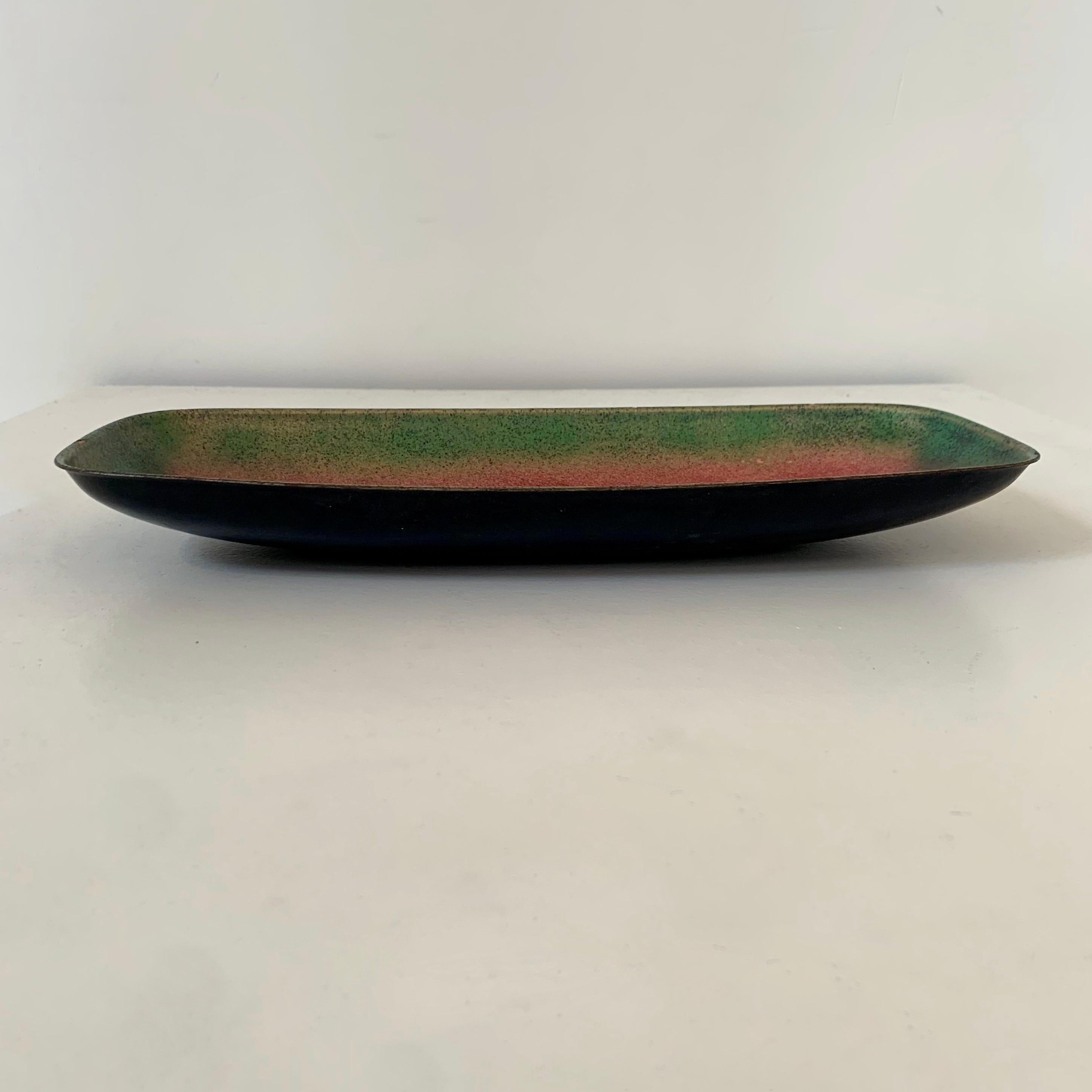 Paolo De Poli Attributed Large Enameled Copper Platter, Italy circa 1950. For Sale 3
