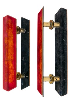 Paolo De Poli Enameled Copper Door Pulls with Brass Hardware, Italy, 1950s