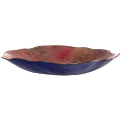 Paolo De Poli Enameled Rose and Blue Copper Dish, 1950s