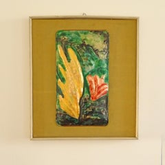 Paolo De Poli framed enamel panel, Italy 1950s