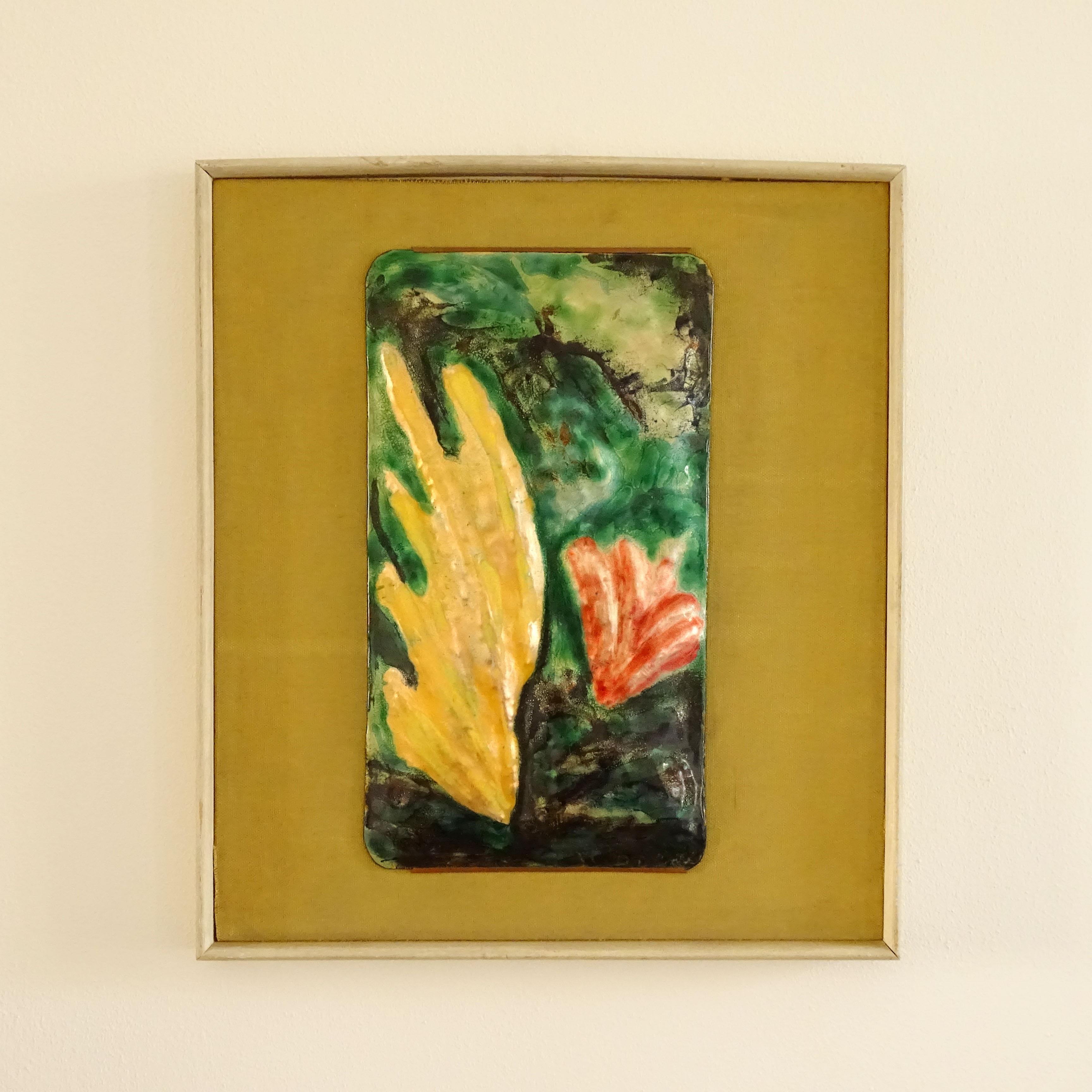Mid-20th Century Paolo De Poli framed enamel panel, Italy 1950s For Sale