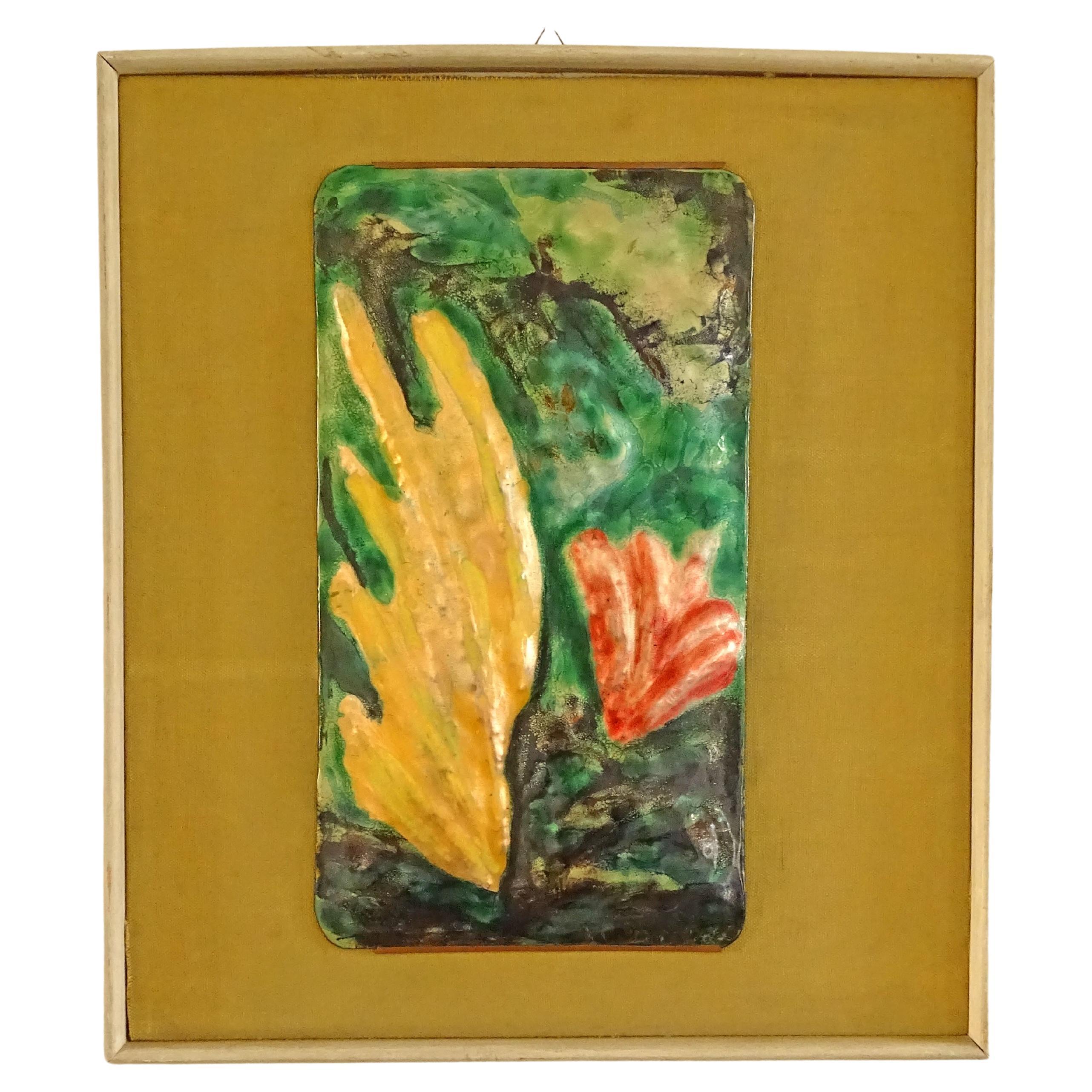 Paolo De Poli framed enamel panel, Italy 1950s For Sale