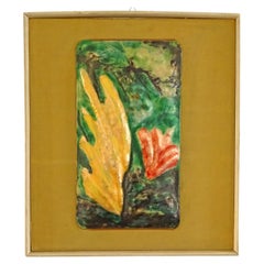 Paolo De Poli framed enamel panel, Italy 1950s