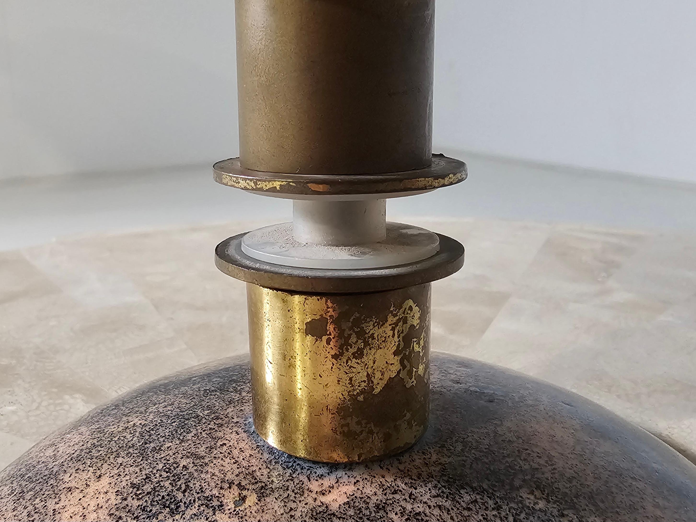 Paolo de Poli green/gold enameled copper and brass door handle,  1960s For Sale 2
