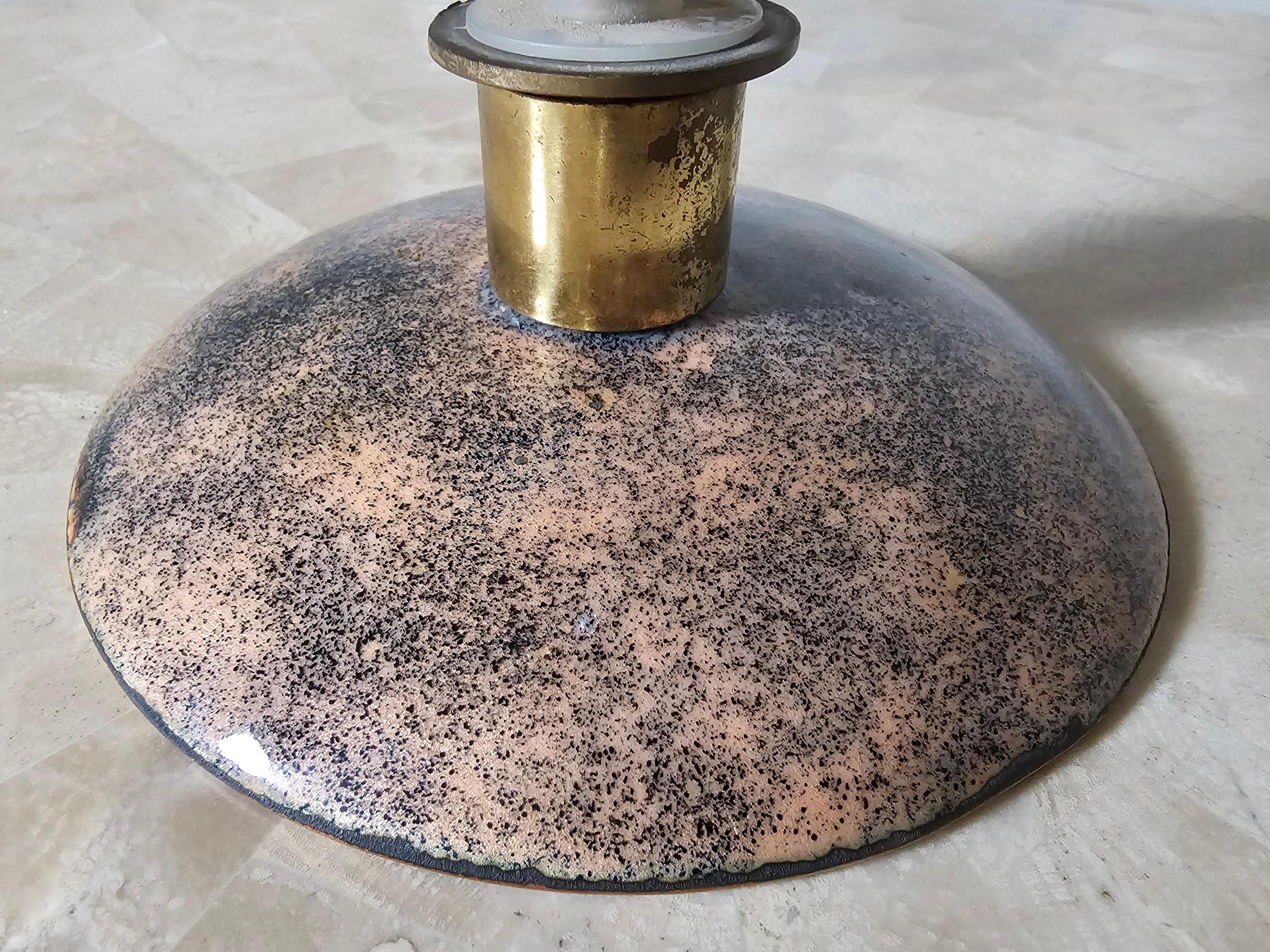 Paolo de Poli green/gold enameled copper and brass door handle,  1960s For Sale 3