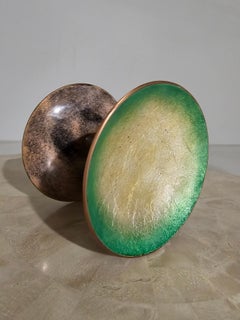 Maniglia per porta in rame e ottone smaltato verde/oro di Paolo De Poli, 1960s