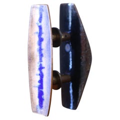 Paolo De Poli pair of multicolor enameled copper door handles Italy 1950s