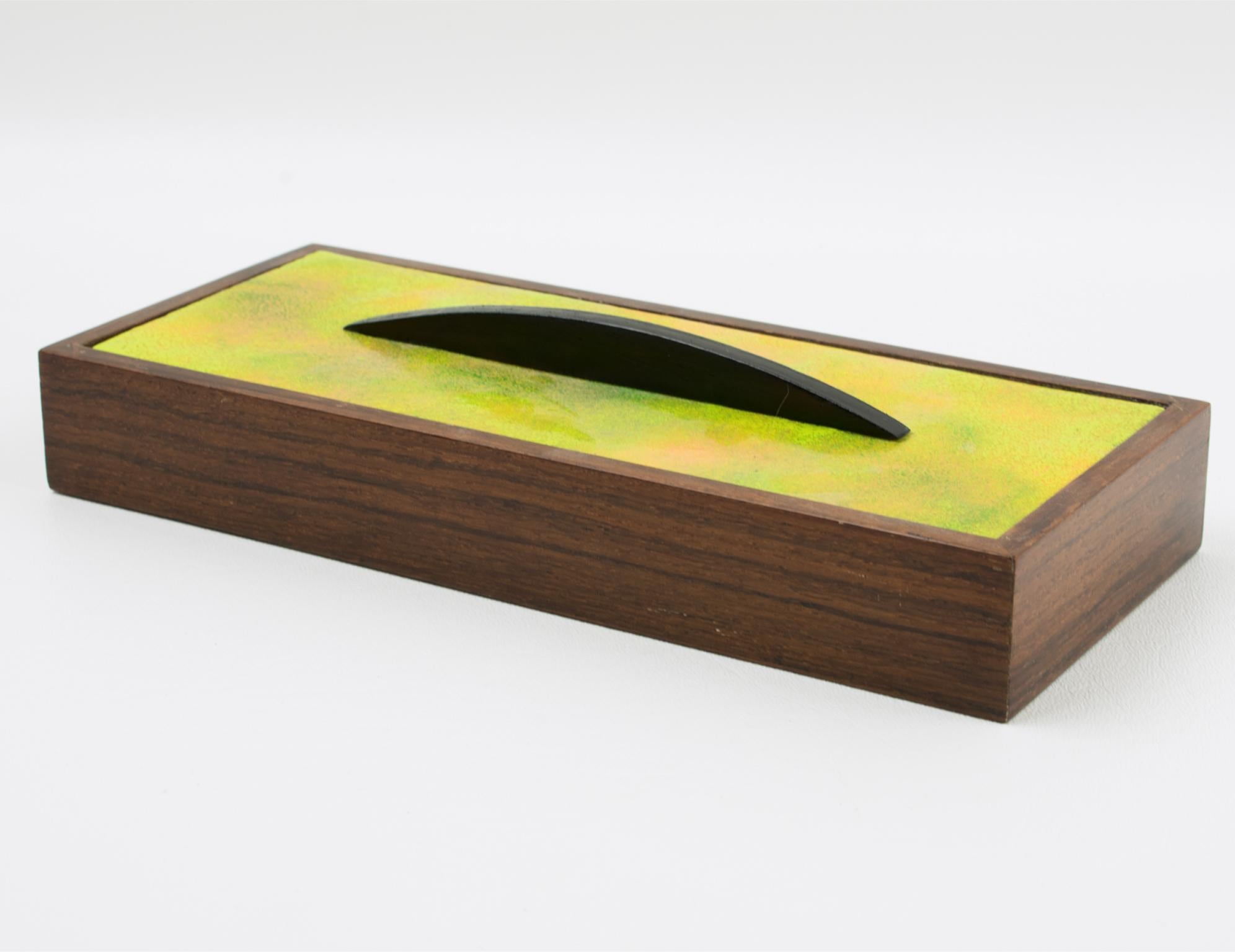 Caja de madera y esmalte Paolo De Poli, años 50 Moderno de mediados de siglo en venta