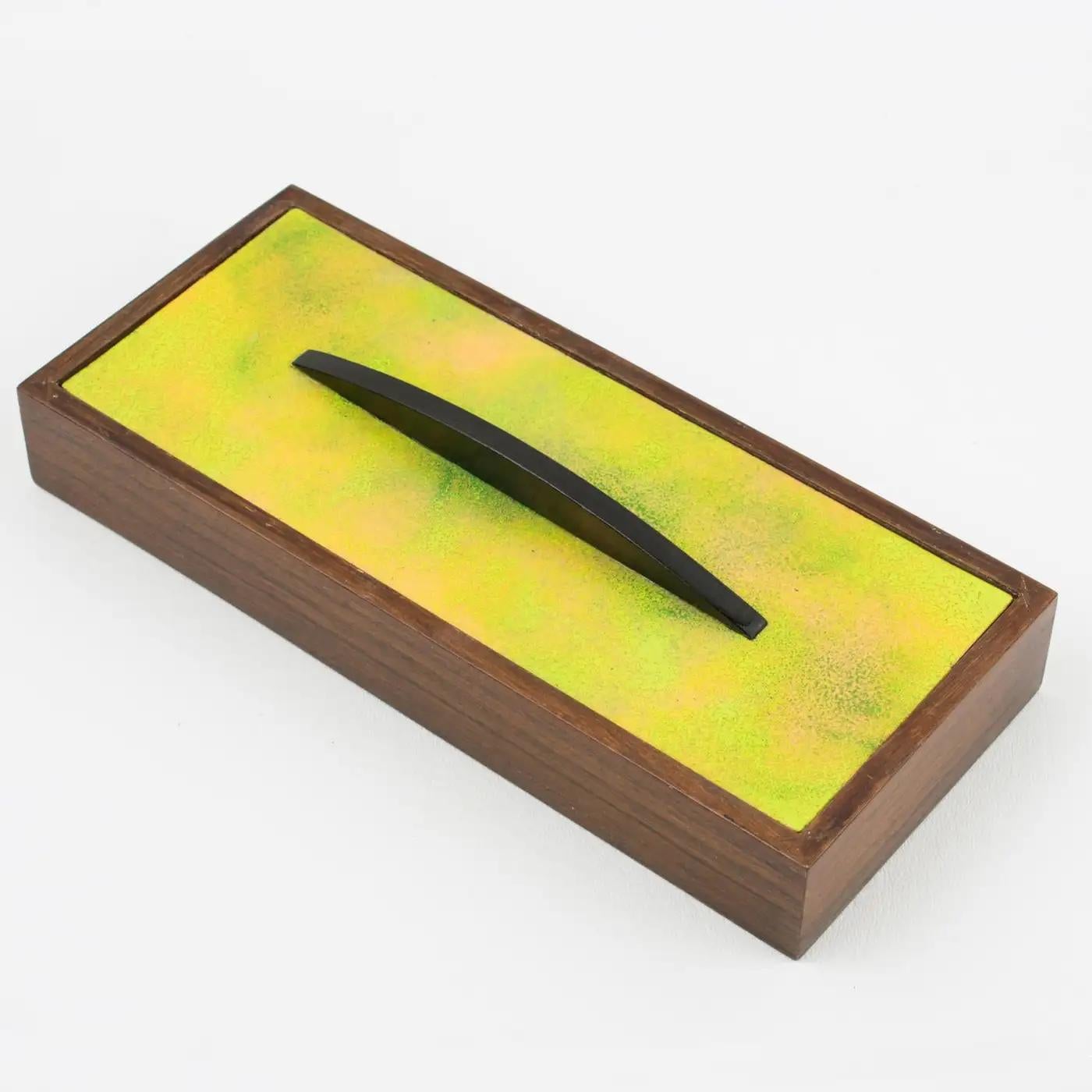 Paolo De Poli, Schachtel aus Holz und Emaille, Italien, 1950er-Jahre im Angebot 3